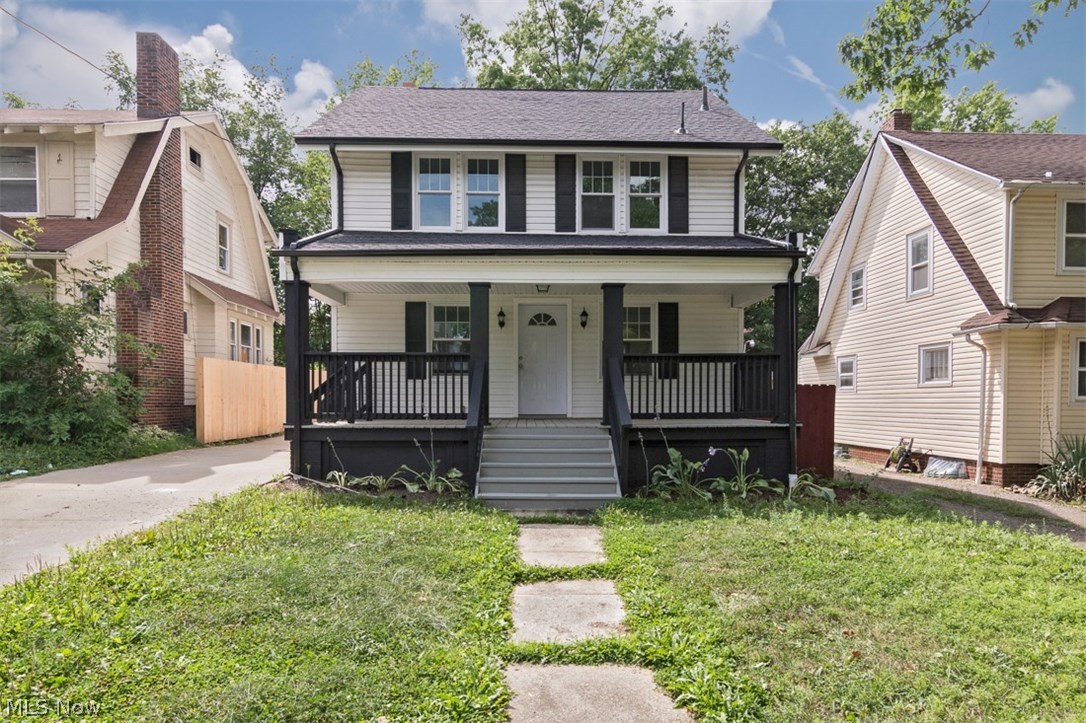 Fall in love with this beautifully renovated colonial that is convenient to everything you need in Akron! Completely updated from top to bottom, this striking home features refinished hardwood floors, an updated kitchen, and a terrific back deck. All it needs is you! The welcoming front porch opens to a spacious living room with a fireplace flanked by built-ins. Curved archways flow into the dining room, where sliding glass doors open out to the back deck. The kitchen showcases all newly installed appliances, counters and cabinetry, plus a pantry. On the second floor, you will find two spacious bedrooms, a cedar closet, and a beautifully updated full bathroom. The master suite includes a second floor flex space, perfect for a home office, and the vaulted third floor bedroom with an ensuite bathroom. Other significant improvements include newer windows, a newer furnace, water heater, and air conditioner (all 2018). Located just north of Copley Road, this home is convenient to Portage Co