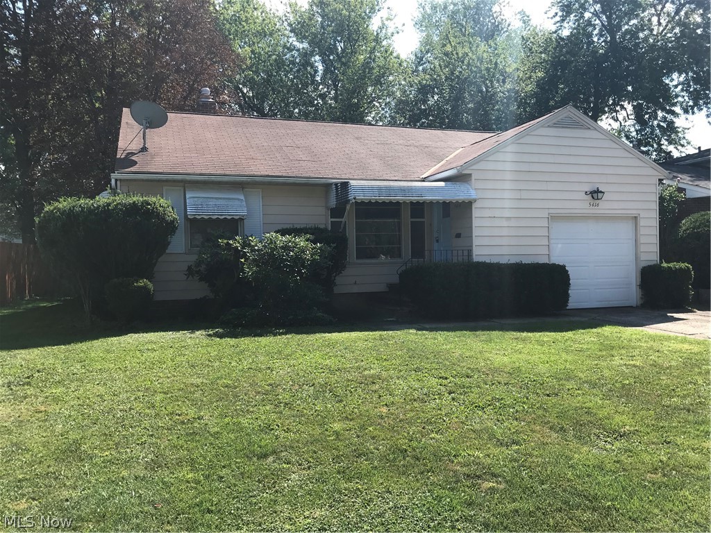 Lovingly kept 3BR 1.5 Bathroom Ranch on a quiet street and deep parklike lot. Beautiful hardwood flooring throughout. New kitchen flooring and updated  bathroom flooring and vanity! Full, finished basement with rec room and storage side, eat-in kitchen appliances include refrigerator, washer/dryer, dishwasher, garage door and controls all newer,central air, minutes from I-271, shopping and schools, this is the perfect home in a great location! Room sizes are estimated