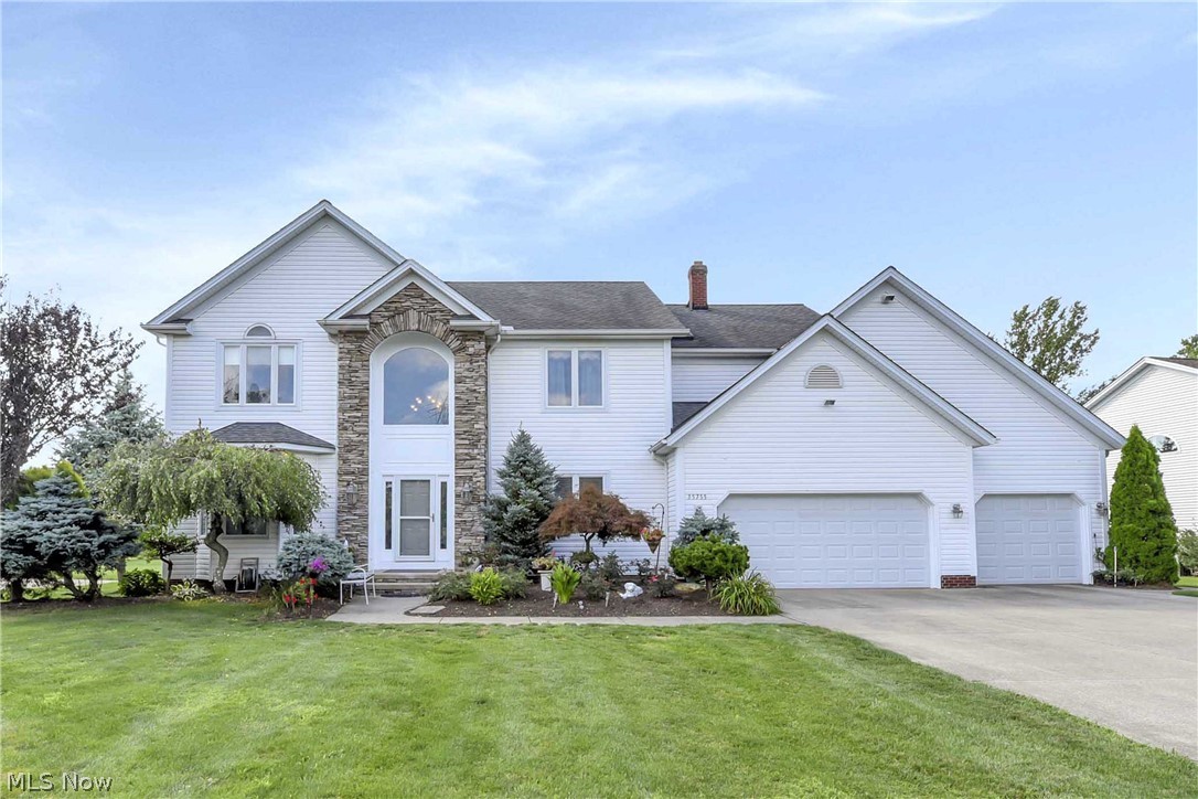 Spacious and beautifully maintained one-owner custom built home in The Preserve of Solon.  Three car attached garage. Security system. Freshly painted in today's colors.  Gorgeous marble floors welcome you into the two story foyer with upstairs balcony. The lovely formal dining room adjoins the foyer and features a tray ceiling and laminate flooring. The open granite kitchen is a chef's delight with breakfast bar and pendant lighting, expansive modern white cabinetry, lots of counter space, laminate flooring, and stainless steel appliances, leading to an oversized private deck with pergola and adjoining stone patio perfect for your entertaining needs. The two-story vaulted great room has a gas fireplace and beautiful windows overlooking the attractively landscaped back yard. A sunny office, half bath, and laundry/mud room complete the first floor.  The second floor showcases a large owner's suite, walk-in closet, and luxurious en-suite bath with marble flooring, jacuzzi and walk-in sho