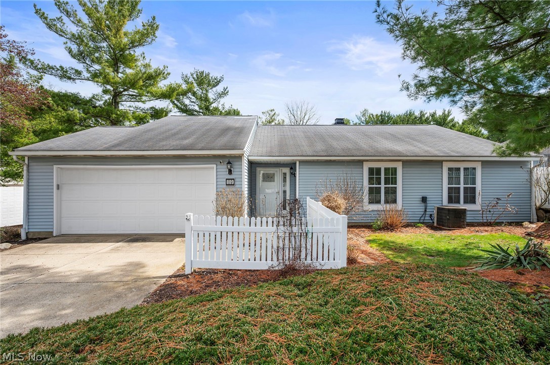 Spacious updated Ranch home in the desirable Eagles' Chase community in Akron, offering low-maintenance living with 3 bedrooms, 2 full baths, a large private patio, and attached 2-car garage. The home features over 1,945 sq ft with an open floor plan, vaulted ceilings, and lots of natural light. An updated eat-in kitchen has all stainless steel appliances, a tile backsplash, and breakfast nook. The open living room and dining area is anchored by a dramatic fireplace and provides access to the patio, ideal for entertaining or simply relaxing outdoors. The spacious primary suite also offers direct access to the private courtyard, and features a walk-in closet and updated en-suite bath with a soaking tub and tiled walk-in shower. A main level laundry room provides added convenience. Residents of Eagles' Chase enjoy access to a pool and clubhouse, with a low monthly HOA fee that covers landscaping, snow removal, and trash removal. RECENT UPDATES include: Replaced refrigerator (2024), garage door opener (2025), updated master bath including quartz countertop, sink, toilet, and fixtures (2023), added wood trim accent wall in master bedroom (2023), and painted throughout (2025). Other updates include deck installation, custom blinds throughout, replaced windows and sliding glass door. Roof is scheduled to be replaced by the HOA. INCLUDED are ALL kitchen appliances and window treatments. Conveniently located near I-77, OH-18, Summit Mall, Metro Parks, and a variety of shopping, dining, and local attractions. This home is a must see!