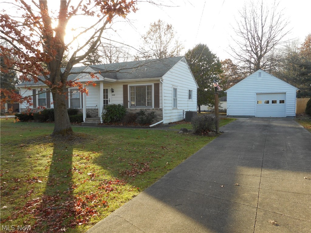Nice, affordable 3 bedroom ranch on corner lot.  Spacious living room opens to the kitchen/dining area.  There's a first floor office/family room with a bay window and access to the nice deck and beautiful back yard.  Spacious Kitchen offers plenty of cabinet space, appliances and built-in table/breakfast bar. Basement provides additional shower and sink; ideal for cleaning up after working outside!  Fabulous 3+ car detached garage provides plenty of storage and/or workshop areas. Furnace approx 5 years young, A/C 1-2 years young.  Stow schools; Kent mailing address.