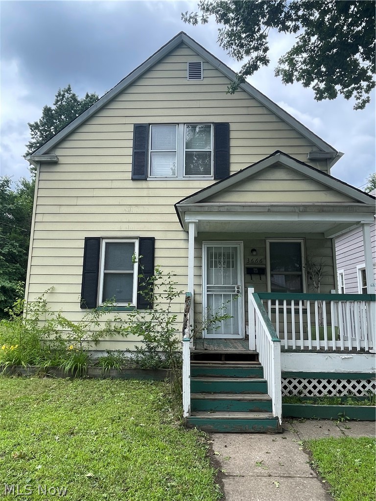 Great Investment opportunity. So much potential in this large Slavic Village colonial. Large, welcoming living room leads you into a kitchen with plenty of space to eat in. Built-in cabinetry. Two bedrooms on the first floor. Generous Unfinished upstairs with many possibilities. Hot Water tank 2016, furnace 2020.