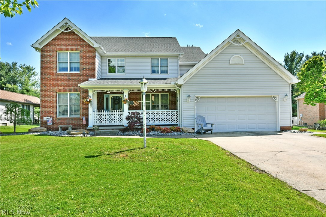 Welcome home to this gorgeous 2-story full of charm and character! This home was the showcase home for the development and has only had two owners! From the moment you arrive, you’ll fall in love with the inviting oversized front porch complete with beautiful gingerbread detailing that gives this home all the warmth and charm of country living. Inside, the spacious layout offers 4 bedrooms and 2.5 baths with plenty of room for everyone. The kitchen features an island and new flooring. First floor laundry off the kitchen also with new flooring The kitchen opens directly to the cozy family room featuring a gas fireplace, making it the perfect gathering space. A bright 4-season room and additional office or sitting room provide flexible living spaces to fit your lifestyle. The entire first floor features all new flooring, adding a fresh modern touch throughout. Upstairs you’ll find four generous bedrooms including a stunning master suite with cove ceiling and large master bath. Step outside to enjoy the great backyard and large deck, ideal for entertaining or relaxing evenings at home. With so many updates already completed, this move-in ready home is ready for you to unpack and enjoy! Home Warranty included and ask about the list of updates!