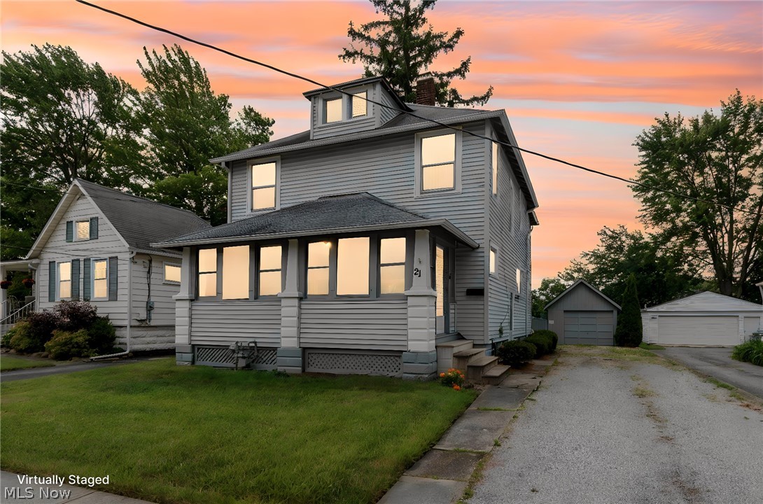 Welcome home to this charming 3-bedroom, 2.5-bath Colonial offering over 1,400 square feet of character and comfortable living space in the heart of Berea! A spacious enclosed front porch welcomes you inside to a light-filled living room featuring beautiful original woodwork, tall ceilings, and timeless charm. The updated kitchen offers white cabinetry, ample counter space, a breakfast bar, subway tile backsplash, and plenty of storage, making it the perfect gathering place for family and friends.
The second floor features three generous bedrooms and a spacious full bath, while the partially finished basement provides additional living space complete with a second full bathroom—ideal for a recreation room, home office, or guest area.
Additional highlights include central air, many updated vinyl replacement windows, glass block basement windows, and a detached garage. Conveniently located near Berea’s parks, shopping, restaurants, Baldwin Wallace University, Cleveland Hopkins Airport, and major highways.
With a little TLC and decorating ideas, you can make this classic Colonial your own! Selling AS-IS!