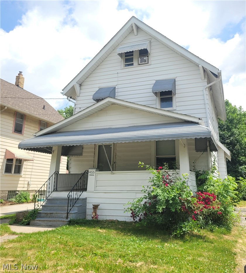 Come take a look at this 2.5 story Colonial style home in the North Hill area of Akron. The 1373 sq.ft. of living space is great for owner occupants looking for plenty of room, or the house could be used as an investment property with its good bones and many updates that include: electric service, replacement windows, air conditioning, and water heater. The kitchen has been remodeled with cabinetry, countertops, appliances and flooring. Lovely original woodwork in the first floor living & dining rooms along with built-ins. This home has a lot of value to offer at this price.