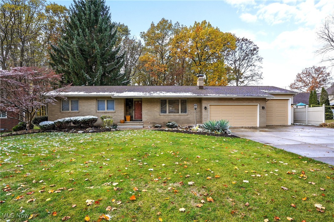 Incredible Ranch with a Dream Garage!  This home has so much to offer — from its comfortable layout to its rare and versatile garage space. The spacious living room features a cozy gas fireplace and opens to a nice dining area with sliders leading to a patio complete with its own fireplace — perfect for relaxing or entertaining. The kitchen provides plenty of cabinet and counter space, stainless steel appliances and you’ll love the convenience of the walk-in pantry and rarely available first-floor laundry.  This home offers three bedrooms and 2 full baths, which includes the primary bath.  One of the standout features of this property is the garage setup: a 2-car attached garage plus an incredible 3rd bay that’s large enough to accommodate an RV and/or still has room for four plus or more additional vehicles (depending on the size of your vehicles and/or toys). Insulated, heated and fully equipped with electric, it’s a dream come true for car enthusiasts, hobbyists, or anyone in need of a spacious workshop or creative space.  The unfinished basement offers even more potential and could be easily finished to suit your needs. A home warranty is being offered by the seller for added peace of mind.
