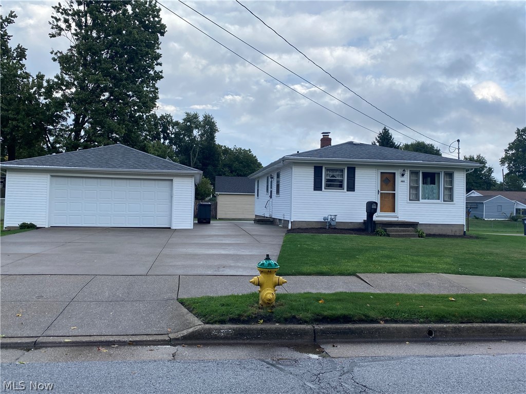 Very nice and solid 3 bedroom ranch in a well-kept location convenient to all Ellet amenities.  Double size level lot 80 x 120  Large 2.5 car garage. Roof  and vinyl siding 10 years old, furnace and central air 2 year, and brand new 100 amp electrical box.  Hardwood floors throughout.  Large eat-in kitchen.  First floor living at its' best!  Triple wide concrete with concrete patio between home and garage which could easily become attached breezeway.  Glass-block windows,
full basement ready to finish your way.  Neighbor sold to neighbor under market value, each asked for paperwork representation.  This nicely maintained home has much to offer.