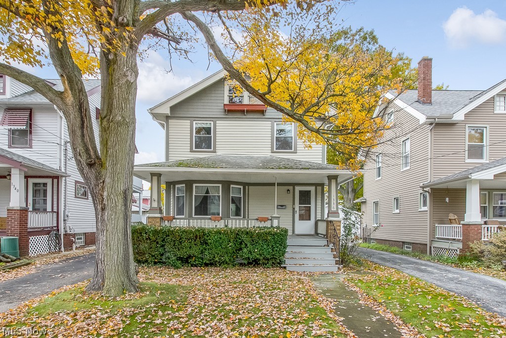 This lovely 3 bedroom 1 bath colonial is full character & charm Lakewood is known for.  As you enter off the front porch into the living room you will  notice the decorative fireplace, bay window & original hardwood flooring.  Enjoy family dinners in the bright sunlit dining room complete with window seat & built-ins.   From the kitchen there is direct access to the fenced backyard w garage. Up the front staircase to the 3 bedrooms & full bath complete with tile floor & pedestal sink. A separate door off the hall allows access to the walk-up attic & second floor balcony. The full basement provides plenty of storage room & allows for spacious laundry area complete with washer & dryer.  Additional features & updates include: Rheem furnace (2015), newer asphalt driveway, updated electrical panel & 12 Month Home Warranty.  At this price point this home won’t last long.  Make your showing appointment NOW before it’s GONE!