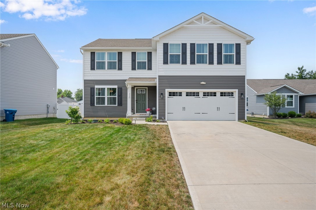 Spacious newer Colonial situated on a cul-de-sac street in Taft Pointe community offering over 3,100 sq ft of finished living space including a finished lower level, 4-5 bedrooms, 3.5 baths, and a fully fenced backyard with a deck, pool, and storage shed. The open-concept main level is filled with natural light and features an eat-in kitchen with stainless steel appliances, center island with breakfast bar, tile backsplash, pantry, dinette area, and direct access to the deck. The kitchen flows seamlessly into the inviting family room with a shiplap feature wall, fireplace, and adjacent flex space that can be used as a formal dining room, home office, or additional sitting area. Upstairs, the spacious primary suite offers a walk-in closet and private en-suite bath with a double vanity and walk-in shower. Two additional bedrooms also feature walk-in closets, and the convenient second-floor laundry room adds everyday functionality. The finished lower level significantly expands the living space with a large recreation room, full bath, and two versatile bonus rooms. Recent improvements include NEW upstairs flooring (2026), basement flooring (2025), remodeled basement shower (2025), repaired and installed drywall in the basement (2026), replaced bathroom vanity, mirror, and toilet (2025), pool landscaping and pump pad (2026), fresh interior paint throughout most of the home (2025), and much more. Included with the home are ALL kitchen appliances, washer and dryer, cabinets beneath the family room shelving, window treatments, and TV mounts. Conveniently located near OH-2 and OH-91 with quick access to shopping, restaurants, parks, and many other local amenities.