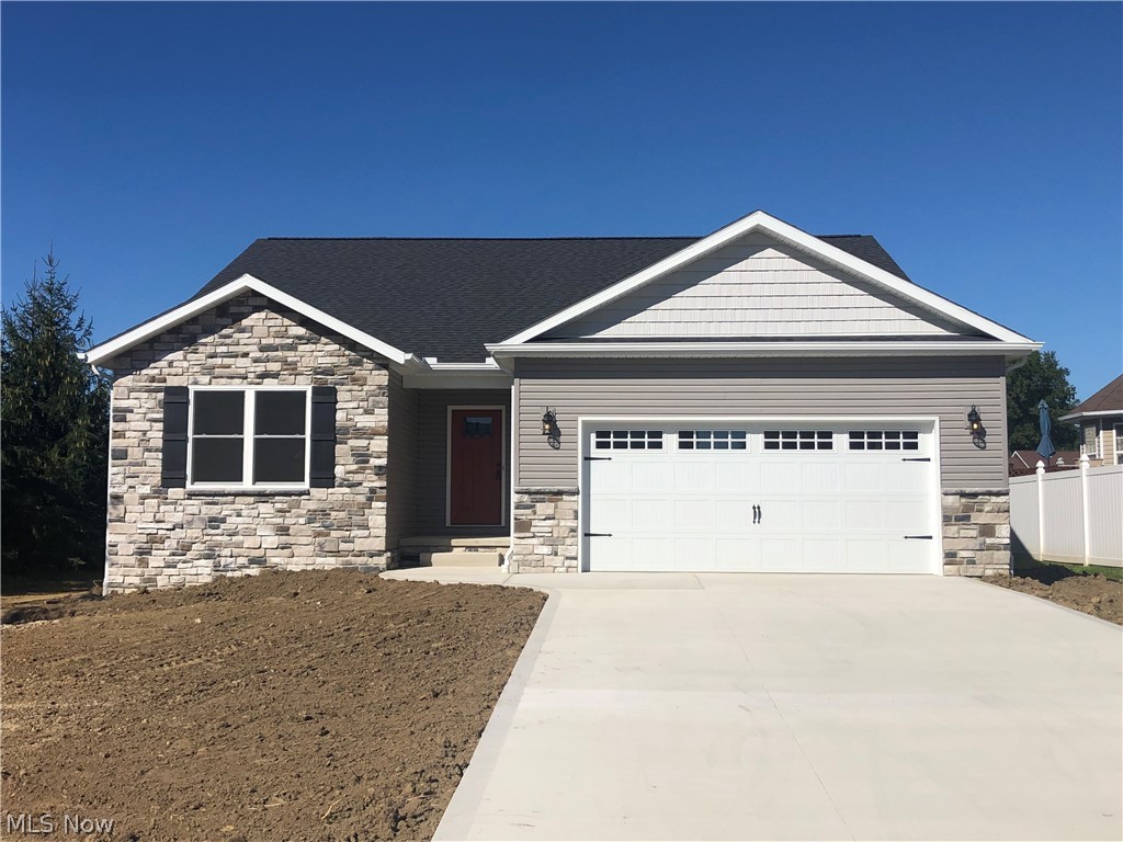 Under Construction Now! New, energy efficient, open split bedroom ranch plan on nice level lot in desirable Camden Meadow, Perry Township from Williams Custom Homes. Home includes partial stone front with nice covered back porch overlooking back yard. Enjoy one-floor living with first floor laundry/mud room-drop zone, large owner's suite with walk-in shower and walk-in closet. Painted white trim throughout; maple kitchen with granite counters includes center island/bar and pantry that is open to dining and great room, all with vaulted ceilings. Full basement perfect for storage, future living space or recreation room, plus large 2-car garage. 30-year GMX dry basement warranty. September completion/possession. Photos are from previously built identical model. Don't miss your opportunity to choose paint colors, flooring and lighting. Call for updates, floor plan, standard features and more details. Other lots and plans available in Camden Meadow. Agent interest.
