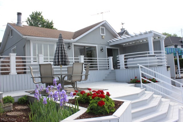 Adorable & spacious contemporary lake front on W. Reservoir* Offering 1022SF plus unfinished basement* Lovely decor & style utilizing the optimal views of the lake* Great room w/gas log fireplace, crown molding, track lighting, plantation blinds & oversized glass doors to  massive deck overlooking the lake* Formal dining w/mirrored wall, crown molding & view of lake* Spacious functional kitchen, fully applianced (range, refrig, dishwasher, garbage DP & microwave), pantry & sky light* Master bedroom w/slider to covered deck, plantation blinds, crown molding, fan, track lighting, walk in closet & direct access to 1st floor bath* Basement w/full bath & walk in closet area* Unfinished basement & attic* Storage under deck* Full 2 level deck, lake side w/hot tub* Ample parking across street (5 car), plus parking beside home* Home Warranty provided* An absolute move in!