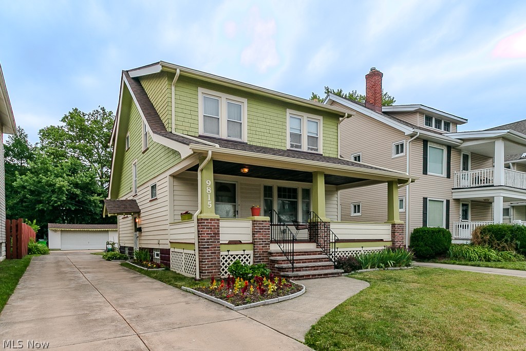 Full of charm and thoughtful updates, this unique century home offers the character you love with years of regular care and maintenance already in place. A welcoming front porch sets the tone before entering into the spacious living room, where a large picture window fills the room with natural light and a decorative fireplace adds a beautiful focal point. The living room flows into a generous dining room featuring abundant windows, built-in bench seating, and plenty of space to gather. Just beyond, the eat-in kitchen is fully applianced and offers extra counter space, ample cabinetry, and a charming built-in glass cabinet for added storage and display. A large stairway leads to the second floor, where the spacious hallway includes a large closet for convenient additional storage. All three bedrooms are nicely sized, offering comfortable living spaces, along with a full bathroom. Off the back of the upper level, enjoy access to an upper deck overlooking the backyard. The lower level provides even more usable living space and is currently set up as a family room, complete with a convenient second full bathroom. From the Dutch-style back exterior door, step out to the nice-sized backyard with room to relax, garden, or entertain. A detached 2-car garage adds great parking and storage. Notable updates include roof 2023, HVAC 2020, and hot water tank 2024. Some of the home’s windows have been updated, while several original windows remain, preserving its timeless character and charm. Original hardwood floors are also believed to be beneath the carpeting, offering an exciting opportunity to restore their natural beauty. This unique home has all the charm of a century home! Book a showing today!
