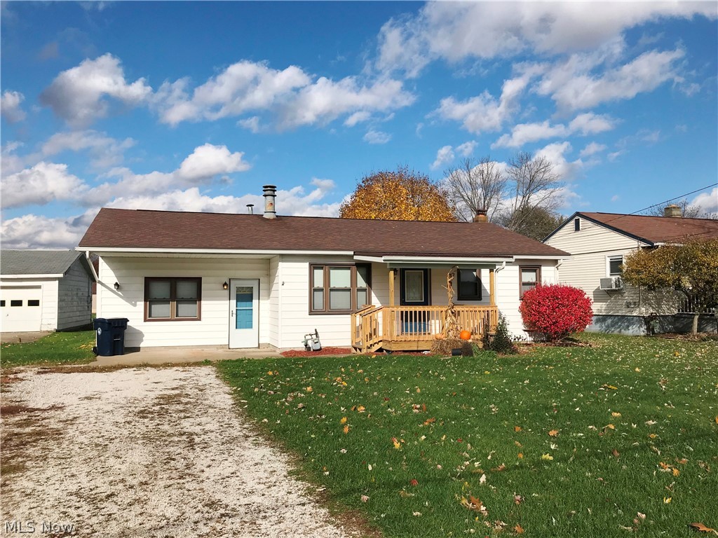 Nice ranch home in a great location. This property has 3 bedrooms, 1 full bath. first floor laundry and a 24x36 detached garage. There is new paint and flooring throughout. The living room has a gas fireplace. The large eat-in kitchen has a newer tile backsplash with lots of cabinetry and counter-space. There is a brand new covered front porch. The hot water tank and sump pump were replaced in 2017. The roof and furnace were replaced in 2012. There is a full basement that has a shower. Nice level back yard with an additional storage shed. Quiet location.