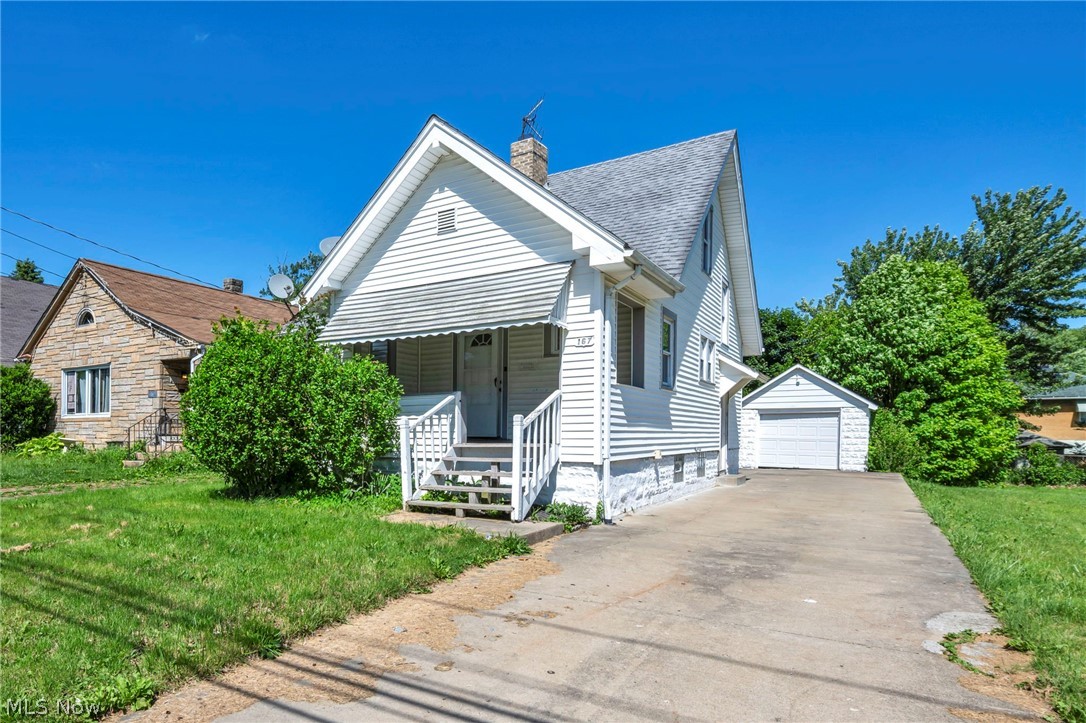 Welcome home to this charming Cape Cod located on Youngstown?s west side! This well-maintained 2 bedroom, 1 bath home offers the perfect blend of character, comfort, and functionality. Step inside to find a spacious living room with beautiful natural light and a decorative fireplace, along with an updated kitchen featuring modern flooring and included appliances. The partially finished basement provides additional living space ideal for a rec room, home office, gym, or potential third bedroom. Upstairs, you?ll find a versatile bonus nook perfect for a study area, reading corner, or music space. Outside, enjoy relaxing on the welcoming front porch along with the convenience of a detached 1-car garage and paved driveway. Situated on a quiet street with easy access to shopping, restaurants, schools, and major routes, this home is perfect for owner-occupants or investors alike. Don?t miss your opportunity to own this affordable and move-in ready home with plenty of charm and potential!