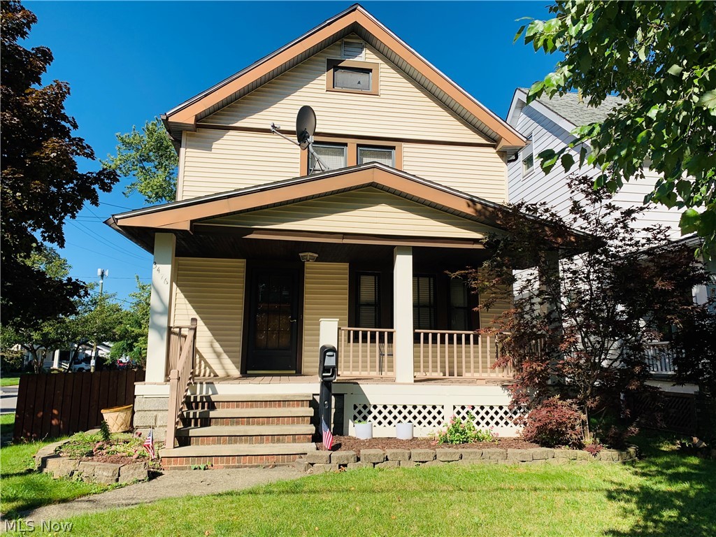 Sharp vinyl sided two story loaded with updates and character!  Large covered front porch greats you as you enter this well maintained 1920's colonial.  Gorgeous natural woodwork and lead glass built-in's in the formal dining room.  Updated kitchen offers stainless steel appliances.  Two large spacious bedrooms and a glamour bath with jetted jacuzzi tub up and full tiled shower bathroom in the basement.  Nature stone in the finished basement could easily be a 3rd bedroom option.  Enjoy the LOW utility bills thanks to the newer furnace, roof and USA Insulation completed by the owner.  Oversized two car garage with opener and electric situated inside the fenced in lot.  Unique corner lot is sure to impress!  Hurry and call today for your own private viewing.