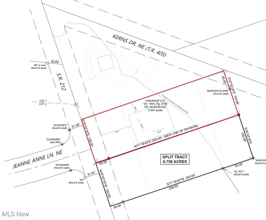 Commercial opportunity. Excellent exposure with 100' of road frontage on State Route 212. .758+/- acre lot. Easy access to I-77.  Access off Kerns Drive NE.  Tuscarawas County water at the street.  2023 tap fees begin at $1,900 depending on meter size.  Tuscarawas County sewer available.
