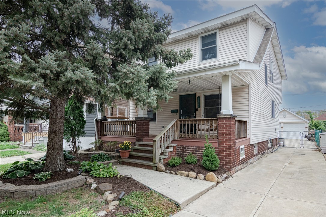 Move right into this charming front porch colonial in Lakewood! This lovely home has been tastefully updated and lovingly maintained by the same family for over 25 years! The front door opens into a spacious living room with hardwood flooring that flows into the formal dining room. The large kitchen features a center island, newer LVT flooring, custom cabinetry, and recessed lighting. Just off of the kitchen there is a convenient laundry room that connects to a full bathroom! There are 4 bedrooms upstairs, including one with hardwoods floors and one with LVT tile that was just installed. The largest room features a vaulted ceiling and a large walk-in closet. Another full bathroom completes the second floor. The partially-finished lower level includes a nice rec room with built-ins, plus an unfinished side for storage. The front porch is the perfect place to kick back and relax, or enjoy the private raised deck in the fully-fenced back yard! Great location convenient to highway access a