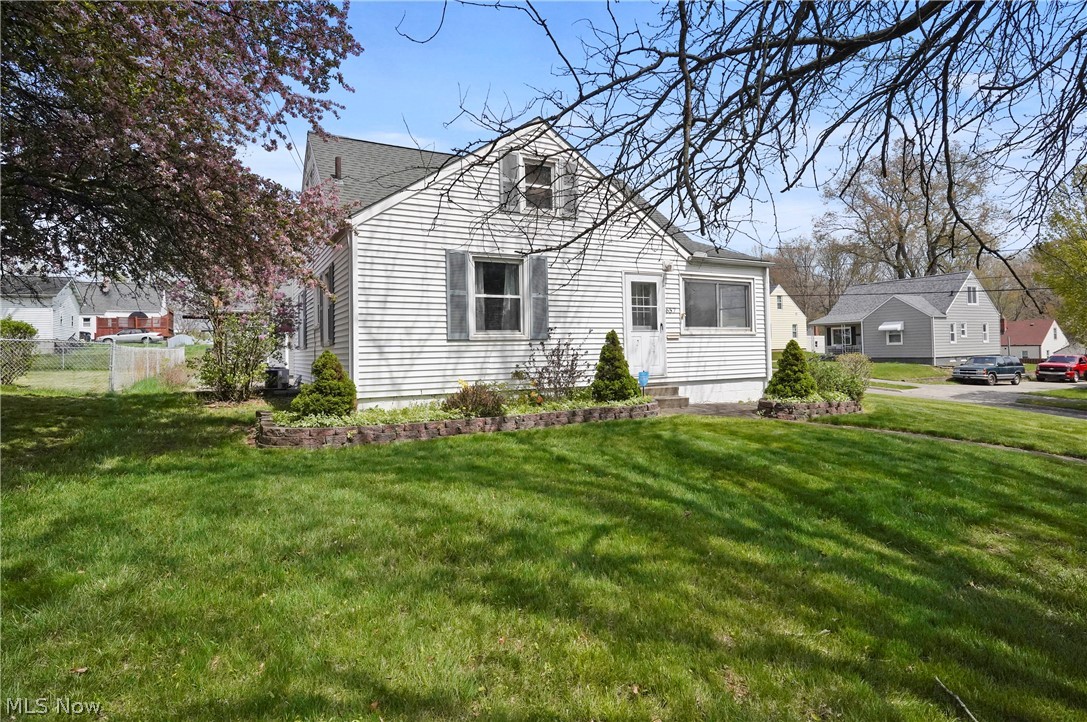 Welcome to this charming Cape Cod, situated on a generous corner lot. Boasting three bedrooms and one bath, and an oversized two car garage! The eat-in kitchen offers ample cabinet space. The main floor features a family room and  two nicely sized bedrooms, offering hardwood floors throughout. The third bedroom is the entire second floor, offering lots of space for a bedroom and second living area. The roof, HVAC, and windows have all been updated. With a little love, this house has a ton to offer!