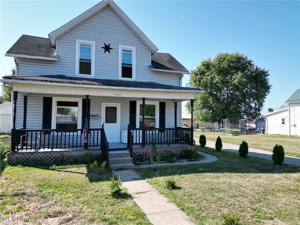 1421 Chestnut Street, a beautifully updated 4-bedroom, 2.5-bath home in Coshocton! Built in 1917 and offering 1,676 square ft of living space, this charming home blends classic character with modern updates.

Inside, you’ll find a bright and open layout with fresh paint, some new drywall, new flooring, and stunning natural hickory cabinets in the kitchen. The home also features updated plumbing, new water line to home from the street.newer wiring, and upgraded electrical . A brand-new full bathroom adds convenience and functionality.

Enjoy a spacious basement for storage or future finishing, plus a detached 2-car garage with workshop .Sit out back and enjoy a gazebo and swing. With gas heating, central cooling, and a 5,998 sq ft lot, this property is move-in ready and offers plenty of outdoor space.

Don’t miss your chance to own this beautifully renovated home — schedule your showing today!

Agent owned.