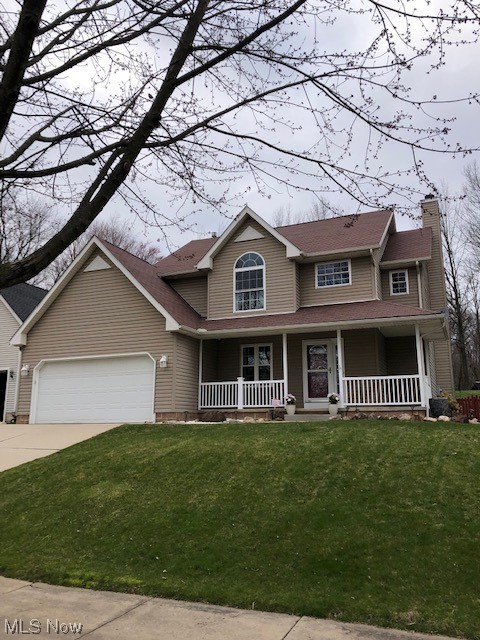 This well maintained home welcomes you in from the open front porch to the two story foyer that flows into the formal dining room. The great room has a wood burning fireplace and three windows overlooking the fenced back yard. The kitchen features an island, stainless steel appliances and ceramic tile backsplash. The eating area has a sliding glass door to the deck that overlooks the stone waterfall and pond. First floor laundry room with washer and dryer that stay. Half bath with pedestal sink. The primary bedroom has a tray ceiling, 3 windows and double closets. Primary bathroom with double sinks, whirlpool soaking tub and separate shower. 3 additional nice size bedrooms. One of the bedrooms has a vaulted ceiling with large circular window that overlooks the front yard. This tech savvy home has outdoor security cameras. Call today to schedule your appointment to see this immaculate home.
