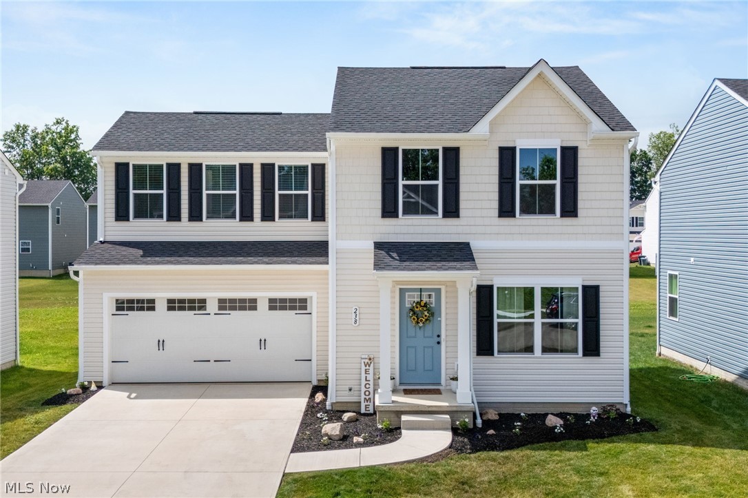 Why wait to build when you can call this 1 year old home yours! Welcome to 238 Leather Leaf Drive in Elyria and part of Midview Schools. Built in 2024, this brand-new 3-bedroom, 2-bath home offers modern living with thoughtful design and zero projects to tackle. Step inside to an open and inviting layout filled with natural light, perfect for both everyday living and entertaining. The kitchen seamlessly flows into the main living space, making it easy to host guests or enjoy quiet nights at home. The primary suite provides a private retreat with a full en-suite bath, while two additional bedrooms offer flexibility for family, guests, or a home office.
With new construction throughout, enjoy peace of mind knowing everything—from the systems to the finishes—is fresh, efficient, and move-in ready. Conveniently located with easy access to local amenities, schools, and major routes, this home is ideal for anyone looking for modern comfort in a growing community.
Don’t miss your opportunity to own a brand-new home—schedule your showing today