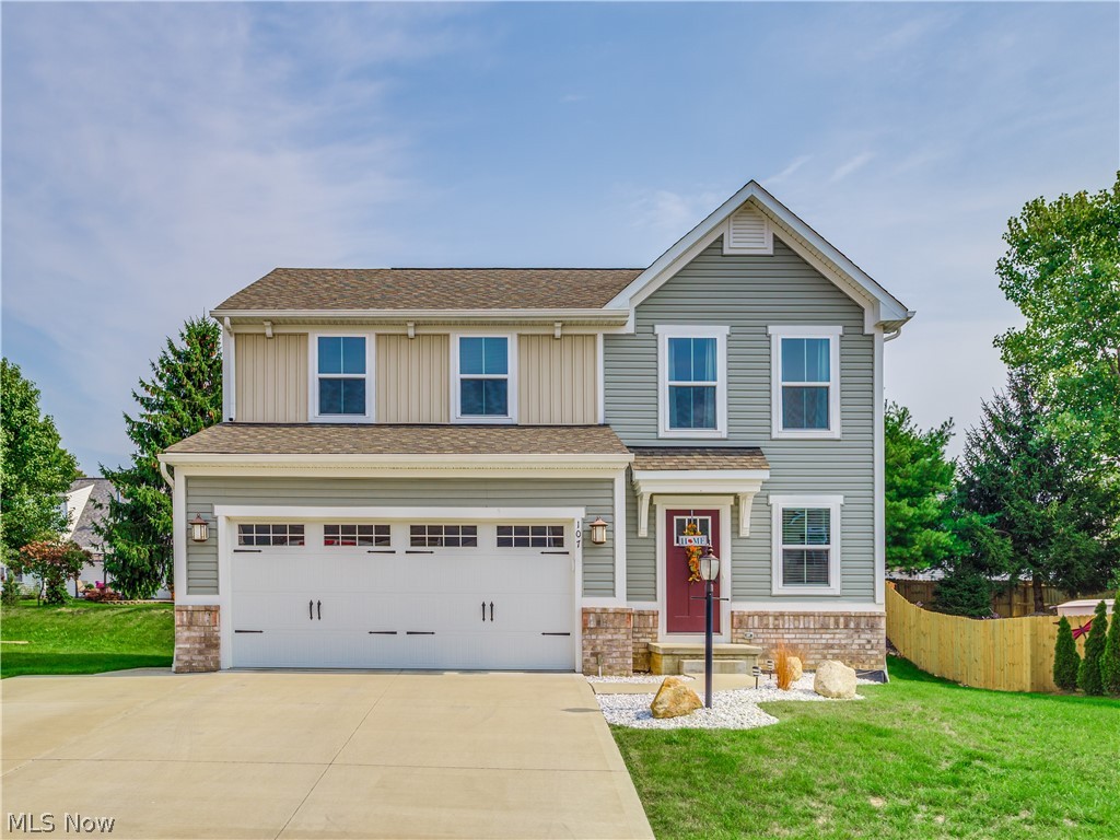 Built in 2017, 107 Northwood Lane shows like a model home.  Boasting trendy décor, this 3-bedroom 2.5 bath is move-in-ready. The sundrenched kitchen features ample cabinets and counter space, sizable pantry, new wood grained vinyl floor, a wood planking accent wall and glass slider that exits to the patio.  An open floor plan allows a nice flow from the kitchen to the roomy great room.  The mud room located as you come in from the garage is the perfect place to hang your coats and remove your shoes.  A wide staircase leads to the second floor that includes the spacious master bedroom with ensuite bath and a walk-in closet.  The second and third bedrooms both have nicely sized closets and another full bath plus a convenient second floor laundry completes level 2.  The finished room in the basement is currently being used as an office. The exterior of .the is picture perfect and includes a delightful patio.  Homes are moving fast, and you do not want to miss out on this one.  Call for yo
