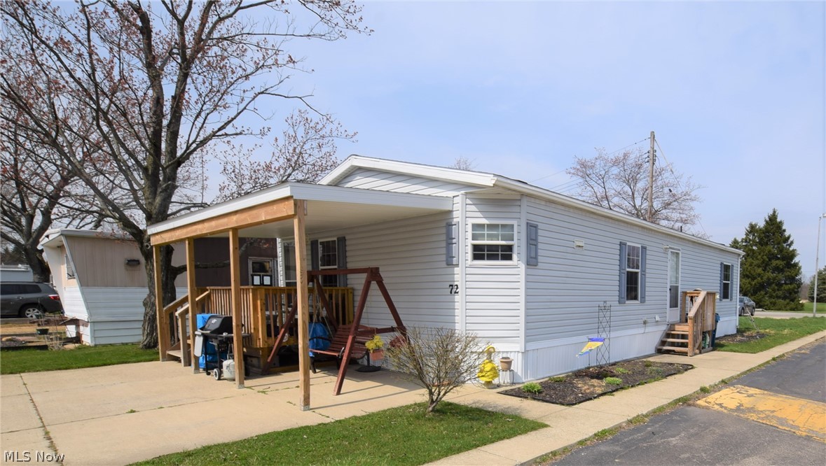 Welcome to 14740 Oak Grove Drive, Unit #72! This 3-bedroom, 2-bathroom home with an open floor plan is located in Doylestown. Beautiful oak cabinetry in kitchen, along with newer vinyl flooring in kitchen, dining room, hall, and laundry room. Updated bathroom with new floor, lighting fixture, vanity, shower. 10x10 shed offers convenient storage. Central air. Don’t hesitate to make this affordable home YOURS!