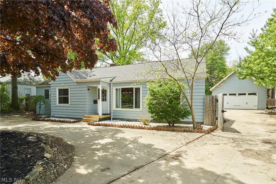Welcome to this Shabby Chic Ranch on over a quarter acre in Rocky River! Stainless steel appliances in the kitchen as well as large Island with seating, and Timeless white hanging cabinets. Living room offers wood plank flooring, a Stone wood-burning Fireplace, and is conveniently located near a half bath. Oversized dining room off of the kitchen could double as a family room. Full bath offers, White Subway Tile and Vintage Clawfoot Tub. The Sprawling Master Bedroom has Hardwood floors and French doors with a Soldered Transom window above that leads into the Walk-in closet. Exterior features U-shaped driveway for convenient parking and turnarounds, a substantial backyard, 25 x 12 concrete Patio, massive two-car garage with Loft, waiting to be finished, & a fully fenced-in yard with two gates. Situated directly across the street from a park with a playground. Recent updates include, Entire home exterior painted 2026, Dishwasher 2026, Refrigerator 2025, garbage disposal 2022, Furnace 2020, washer dryer and range in 2019. Don’t miss out, set up your private showing today!