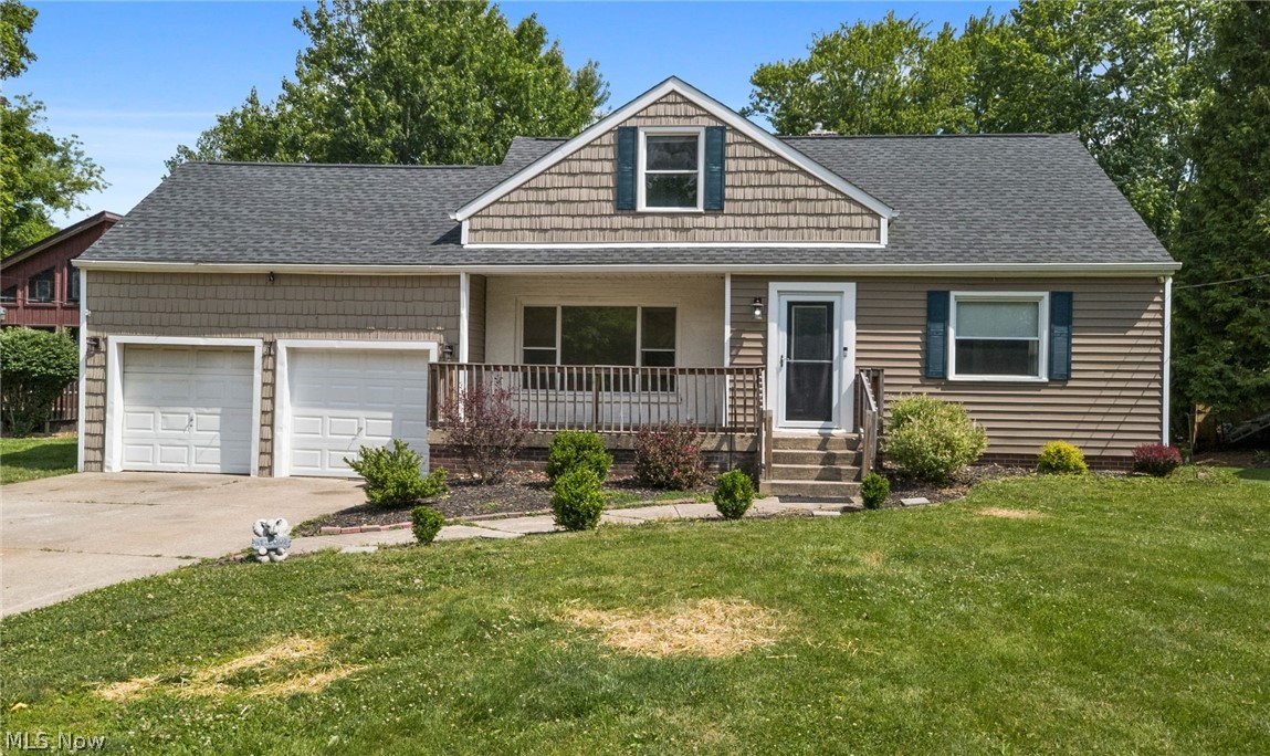 Four bedroom, one and a half bath Cape Cod on almost an acre! Updated kitchen has quartz countertops, tile backsplash, pantry and steel appliances. First floor laundry room with big clear glass block windows for a great view of the big backyard. Living room features a nice view of front wooded area across the street! Dining room with french doors leading to a three season sun room. Main bathroom updated with his & her sinks, tile flooring and jetted tub. Three season run room has a door leading to a big deck that has a gazebo, natural gas fire pit and natural gas grill. Big private backyard has plenty of grass and woods in the rear, heated pool and kids play set. Basement has recreation room, finished bonus room and plenty of space for storage and another laundry room! Two car attached garage with extra cabinets. Updated electrical panel. Includes one year home warranty!