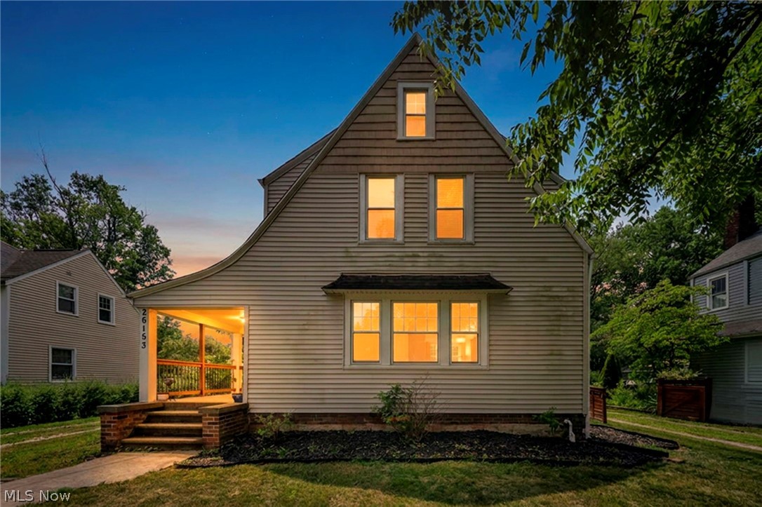 Beautifully remodeled & full of charm, the exceptional home offers the perfect blend of timeless character & modern updates in the heart of desirable Olmsted Falls. Situated on a spacious lot w/2-car garage plus long driveway for ample guest parking, move-in-ready home is within walking distance to top-rated schools, local restaurants, parks, & downtown amenities. Attractive vinyl exterior features stylish shake accents, attractive roofline, updated vinyl windows, updated HVAC and central air, finished w/relaxing side porch—perfect for enjoying your morning coffee. Step inside to a light-filled interior showcasing mostly refinished gleaming hardwood floors, spacious sun-drenched rooms, & inviting floor plan designed for comfortable everyday living. Beautifully updated Shaker-style kitchen is sure to impress w/large center island featuring a breakfast bar, premium stainless steel appliances including a 5-burner gas range & dishwasher, plus abundant workspace for the home chef. Spacious dining room is ideal for entertaining and opens to the backyard patio through sliding glass doors. Oversized great room is warm and welcoming, highlighted by a stunning granite hearth fireplace flanked by custom built-in shelving. Stylish first-floor powder room w/wainscoting adds character, while the unique dual sided staircase leads to the second level featuring generously sized bedrooms & beautifully updated full bath with elegant trim details. Full basement offers endless possibilities for storage, recreation, or future finishing, and the washer and dryer are included for added convenience. With immediate occupancy available, easy access to major highways, and the award-winning Olmsted Falls School District, this beautifully updated home is an outstanding opportunity. Easy to show—schedule your private tour today!