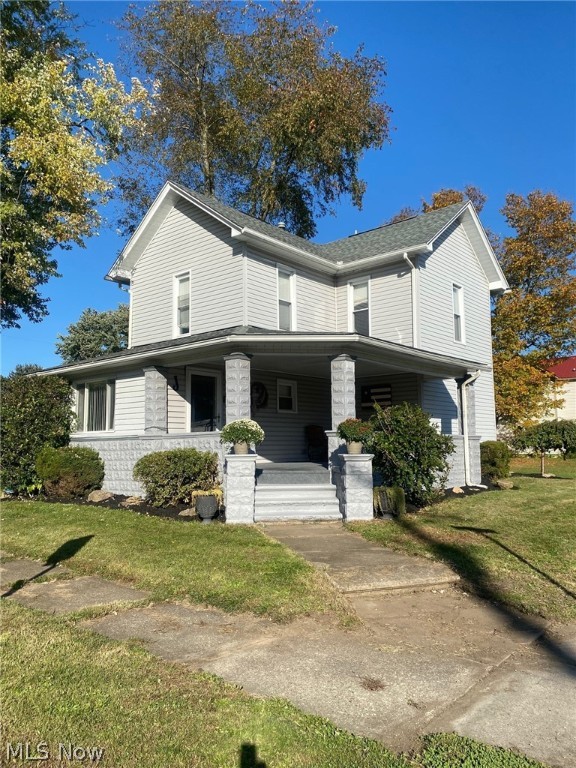 Welcome home to this nicely redone 3 bedroom 1 1/2 bath 2 story home!  Located in Tuscarawas on a level corner lot with a 2 car detached garage, shed and deck.  First floor laundry,  large eat in kitchen and spacious living room.  Full bath on main floor.  Many updates in the past 5 years; bamboo hardwood and ceramic tile flooring, counter tops, backsplash, appliances to name a few.  Roof 2018, A/C 2019.  13 x 7 finished area in lower level has washer/dryer hookup and ceramic tile floors.  Schedule your showing today!  Custom bar in garage does not convey