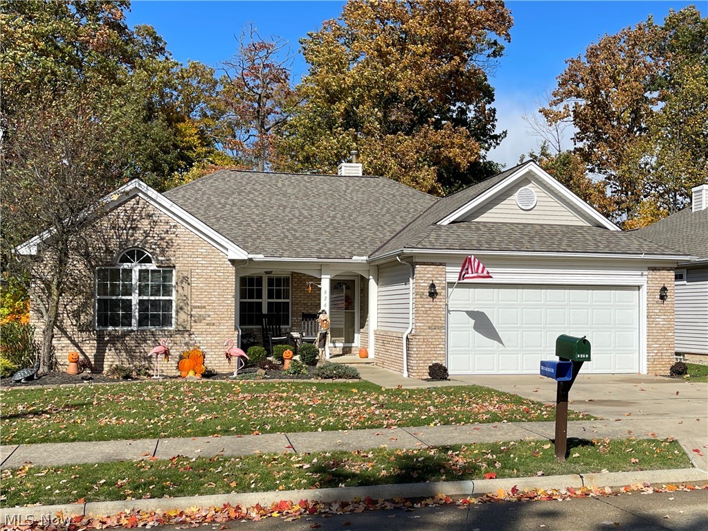 Awesome freestanding 3 Bedroom ranch Cluster in Arbor Park Village. Houses rarely become available on this secluded street. Beautiful Wooded and Private views off the Front Porch, Deck, and Sunroom. Split Floor plan w/ Master Bedroom w/Walk in Closet & Master Bath w/Shower, Jacuzzi Tub & Double Sinks on one side & 2 Additional Bedrooms w/Full Bath on the other side. The Vaulted Great Room w/Gas Fireplace looks out to the Wooded yard and overlooks the Spacious Kitchen. All Newer Stainless Appliances in the kitchen, plus a pantry, breakfast bar, and large dining area. Off of the kitchen is deck with a retractable awning for the hot summer days. There is a formal dining room w/Crown Molding, and Large 1st Floor Laundry w/Built in Ironing Board. The huge 13 course Walk Out basement has Glass Block Windows and is Plumbed for a Bath. The possibilities are endless for this spacious area.  The Slider off the Walk Out Basement leads to an 11 x 10 Sunroom. All Bedrooms have ceiling fans, Roof 20