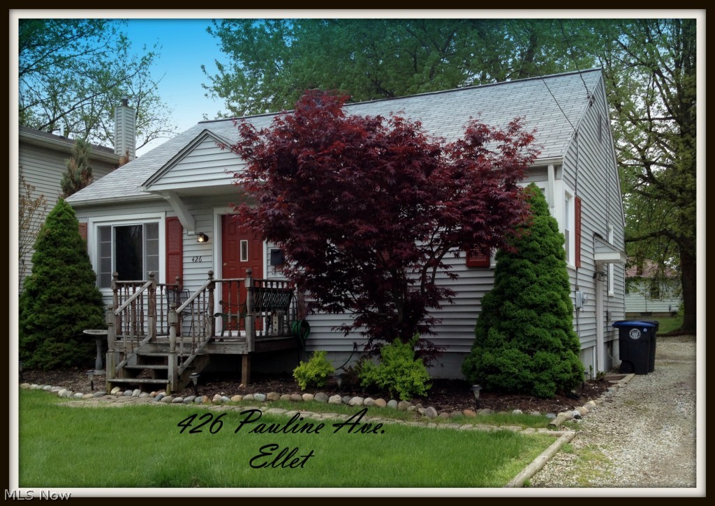 Updated throughout you can truly move right into this lovely Ellet ranch. Nicely sized living room with newer carpet opens to a well-lit, cheery kitchen, appliances included. Featuring plenty of cabinets, the laminate floor adds warmth and practicality, while a space-saving configuration leaves plenty of room for a larger dining table and chairs. The large Master bedroom offers two closets, one a walk-in. The second bedroom has larger closet, as well. The first full bath with a tub surround has been completely updated. There’s a pull-down in the hallway leading to the attic that could be finished for additional
living space. The basement has been professionally finished featuring a large rec room and a bar for entertaining! Bonus: ANOTHER updated full bath in the lower level. Lovely backyard with an outbuilding for storage plus a large deck. Roof (2007), Newer vinyl windows, Central Air, Furnace (both
serviced in May '14). This is the one…don’t let it be the one that got away!