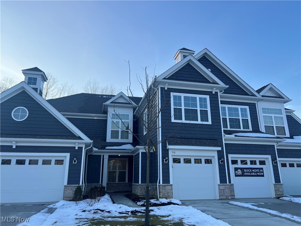 Step into this STUNNING move-in ready 2- Story open concept Augusta floorplan, with 1st floor owner's suite. This East- facing home is flooded with natural light throughout. Enjoy sunsets from your private patio overlooking greenspace and mature trees.  Plenty of space to entertain guests with the eat-in kitchen and large island giving ample counterspace. Upstairs you will find 2 generous bedrooms, an office/den, storage closet, full bath, large loft with iron spindles overlooking the 2-story gathering room and two-car attached garage. This home is designed for the lock and go lifestyle where the HOA takes care of your landscape, lawncare and snow removal. With quick access to I-90 and within 10 minutes of popular conveniences like Avon Commons, Crocker Park, Huntington Beach, and more, now is the time to schedule your personal appointment to learn more about this unique opportunity in this convenient Avon Lake community!