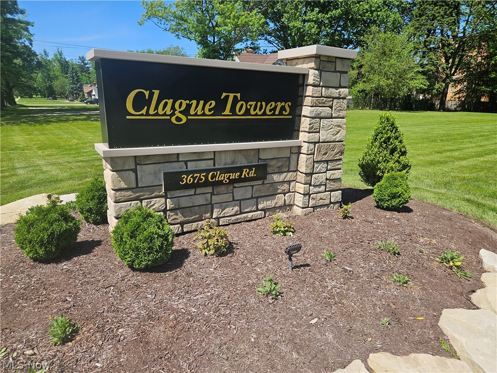 Welcome to this highly desireable corner unit in Clague Towers. Two bedroom and one and half bath unit with balcony. East Unit receives ample sunlight. Living room with balcony access. Balcony has privacy screen and additional pet protective screen. Dining area opens up to the kitchen space. Living space has open feeling. Master bedroom with one half bath and walk in closet. Numerous updates including, ALL new windows with custom faux wood blinds with manual push button feature.Other major improvements in the main bathroom included new cabinet, moen faucet, sink, plumbing supply and drain lines, mirror, medicine cabinet, lights, and freshly painted. Main shower wall replaced and new shower fixtures and plumbing infrastructure. The half bath is also freshly painted, new toilet, lights, mirrors, sink, Moen faucet and plumbing supply / drain lines. In addition the kitchen has a new sink faucet, new shutoff valves under sink also service main bathroom shutoff, range hood, newer garbage disposal, fan and lighting. Clague Towers offers carport parking and space #71 is conveniently located to the building and owned by unit owner. Additional surface parking around building. All utilities included in maintenance Fee (water, heat, sewer, gas, trash) except electric and cable. Recreationally the development offers an outdoor pool and for the bikers a spacious storage room for bikes. The condominium ownership has also done building improvements for future peace of mind for owners. They include: upgraded building fire alarm system, common area & hallway carpeting, building entrance awnings, updated lobby, new roof (2025). Cat(s) OK. ESA and service dogs accepted per association rules. Why rent? Fantastic first time buyer or downsizing opportunity. Check out affordable living at Clague Towers. Rentable Party Room on site. Great investment opportunity as leasing of units is permitted. Close to shopping, highways, public transportation, and all North Olmsted offers its residents.