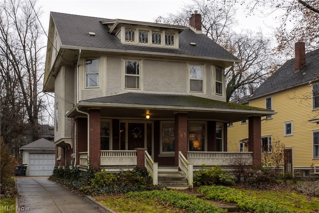 Stunning home available on one of the most sought after streets in West Akron.  Welcome home to 45 Mayfield Ave.  This remarkably cared for home boasts exceptional woodwork and details throughout.  Enter through the grand foyer with built ins and gleaming natural wood moulding perfect for a reading nook or or desk.  Large living room offers plenty of space for multiple seating areas.  Large eat in kitchen with custom cabinets and counters, newer stainless steel dishwasher and a high end Wolf range.  Enough room in the kitchen to add a butcher block island.  Lighting throughout carefully chosen to reflect the style and period of the home. The meticulous detail is carried upstairs, where you will find an enormous full bath with attention to period style, including a clawfoot tub, a beautiful pedestal sink and separate shower.  3 bright and sunny bedrooms offer very nice closet space. The main hall has a deep cedar closet well.  The walk up 3rd floor is currently used as expansive storage