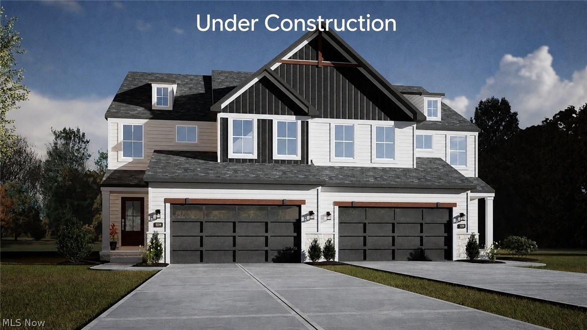 Welcome to the newest offering at Bordeaux Crossings, a thoughtfully designed plan with 1st-floor primary suite featuring efficient yet functional living space with 3 bedrooms, 2.5 bathrooms, and full basement. This home brings the curb appeal with stained front door with glass window panel, cedar accents, and clean white siding with contrasting dark trim and garage door.  A covered front porch and dedicated foyer lead you into an open-concept living area. The kitchen boasts a large center island with quartz counters and soft-close cabinetry, and flows seamlessly into the dining area and great room. A sliding 8' tall glass door provides access to the rear patio area for easy indoor/outdoor entertaining. The primary bedroom is conveniently located on the first floor and features a walk-in closet and private en-suite bath with dual sinks, quartz counters, and shower. A powder bath for guests, 1st-floor  laundry, and access to the 2-car attached garage complete the first floor. An open-tread staircase with wrought-iron spindles leads you upstairs, where you'll find two additional bedrooms, each with generous walk-in closets, along with a shared full bathroom and linen storage. An open overlook to the foyer adds architectural interest and a sense grand space between levels. Photos and renderings are for illustrative purposes only, as home is just starting construction, allowing buyers to personalize finishes for a limited time.