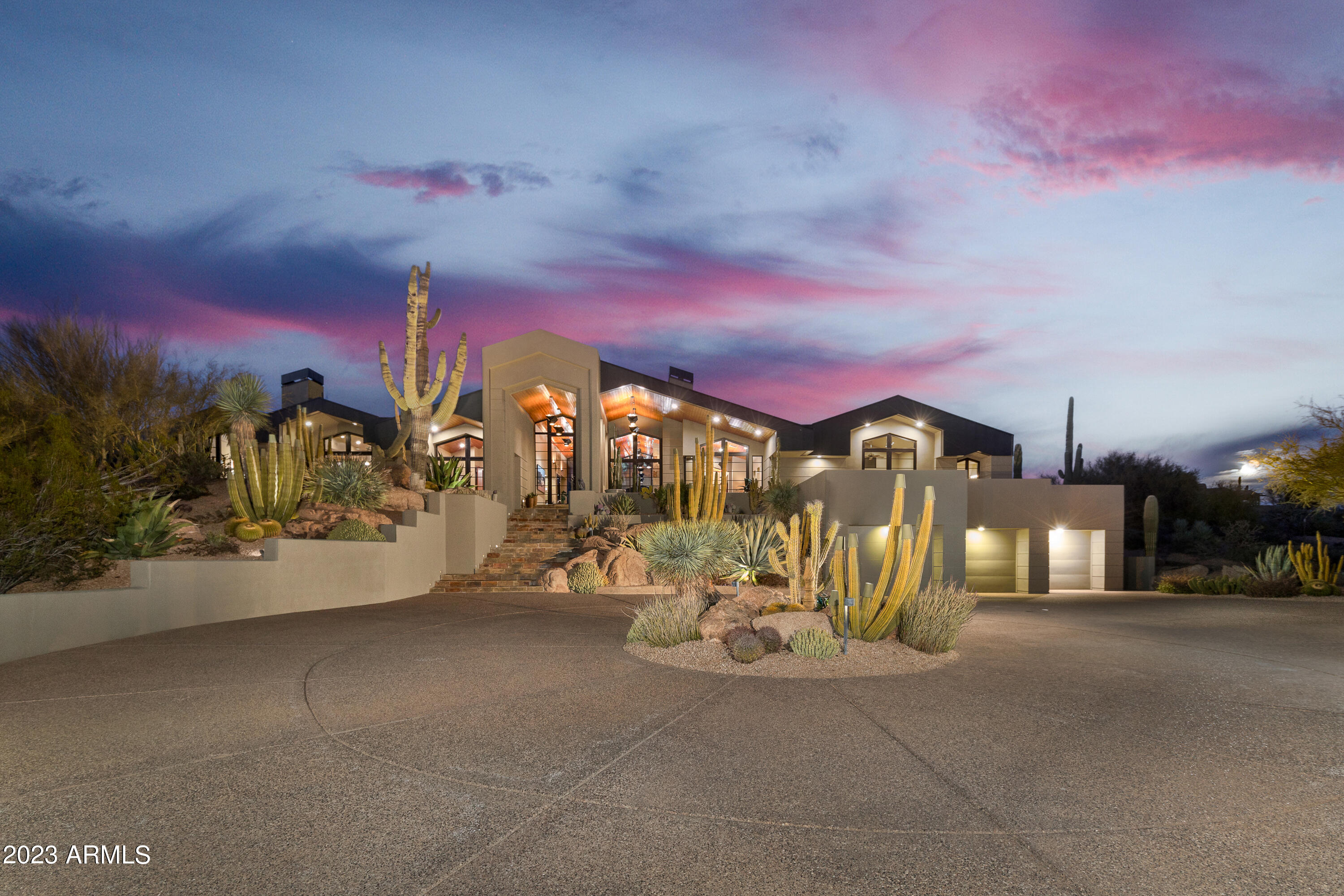 **Golf Membership Avail** Welcome to ''The Desert Mountain Home'' an RJ BACON DESIGN showplace. Your opportunity to live in an architectural masterpiece that seamlessly transitions from interior to the exterior living. This home boasts terrific views of the Renegade golf course, mountains, sunsets and city lights all while maintaining ultimate peace and privacy. The premium 1.2 acre lot is located in the highly desired Gamble Quail development and comfortably situated above 17th hole of the world renowned Renegade Golf Course. With ample space to add a guest house, this 3 bed, potential 4th, is timeless in design with natural slate floors, solid cherry wood ceilings, doors and cabinets. Modern amenities include retractable screens, motorized shades & Elevator. The architect Bob Bacon's most notable landmark projects include the Boulders Resort in Scottsdale, the Scottsdale Princess Resort and Conference Center, the Cochise/Geronimo golf clubhouse and the Sonoran Club at Desert Mountain.
