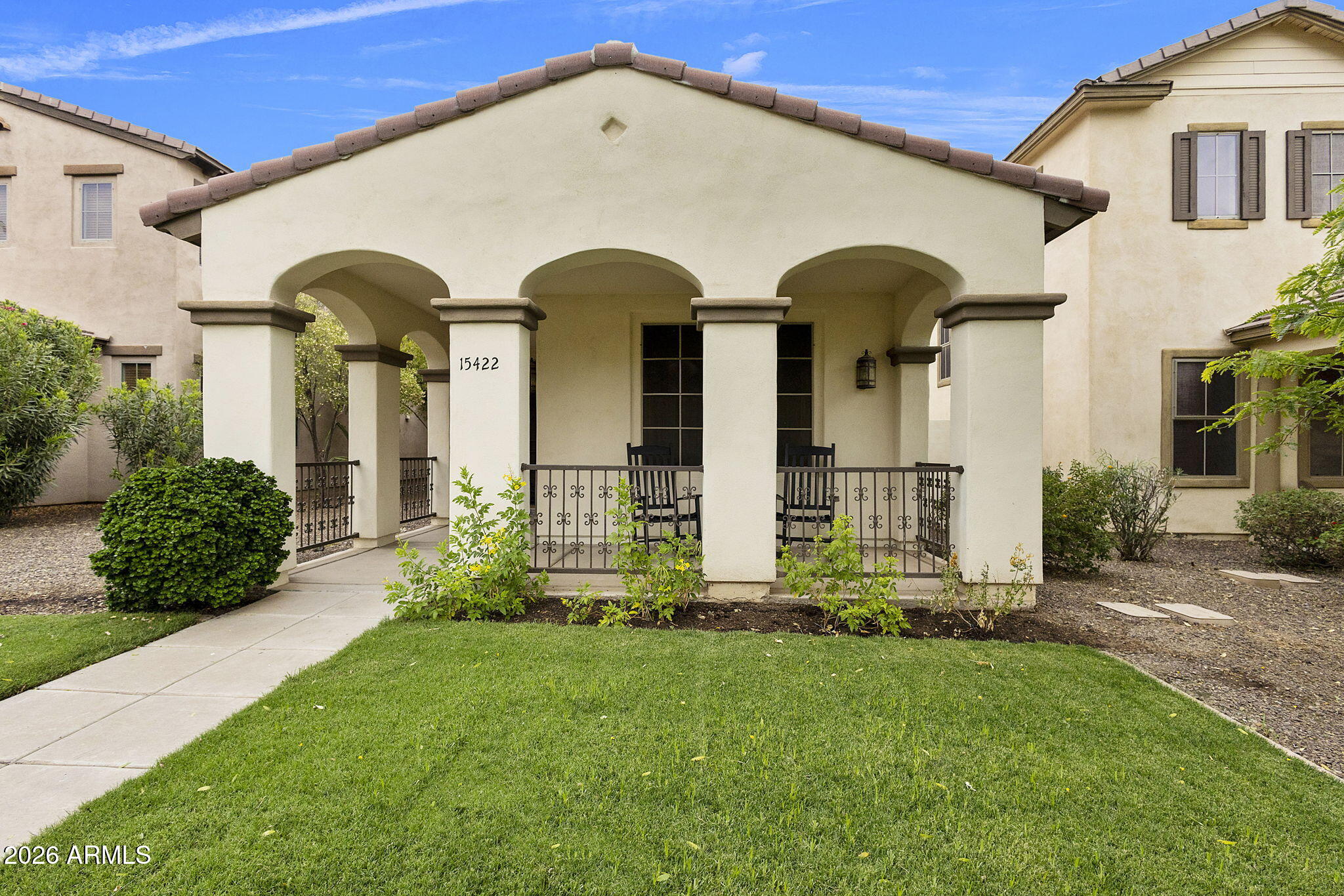 Welcome home to Marley Park! Fronting a beautiful community greenbelt, this exceptionally well-maintained home features timeless, neutral paint colors and an great layout. Downstairs, enjoy a seamless flow between the living and kitchen, dining area, and a versatile den. Upstairs offers ultimate convenience with all three bedrooms, two full bathrooms, and the laundry room located on the same floor. Instead of a high-maintenance backyard, step outside to your own charming, private courtyard--perfect for relaxed morning coffee or evening lounging. Best of all, you gain an unmatched neighborhood lifestyle famous for its vibrant spirit, holiday festivals, parades, and other community events, plus access to the premier Heritage Club community center and pool! Welcome to 15422 W Dahlia Dr, a beautifully maintained home located in one of Surprise's most desirable, amenity-rich neighborhoods. This thoughtfully designed floorplan features 3 spacious bedrooms upstairs along with a versatile downstairs den that can easily function as a 4th bedroom, office, or guest suite, offering flexibility for a variety of lifestyles. Step outside and experience what truly sets this home apart--expansive greenbelts, lush parks, and scenic walking paths that create a rare, park-like atmosphere, perfect for both relaxing and staying active. Residents enjoy access to a stunning community clubhouse that enhances everyday living with opportunities for connection, recreation, and events. Inside, you'll find inviting living spaces filled with natural light and comfort, all complemented by a prime location near shopping, dining, and convenient freeway access. Homes in this highly desired community are in strong demand--don't miss the opportunity to make this exceptional property yours.