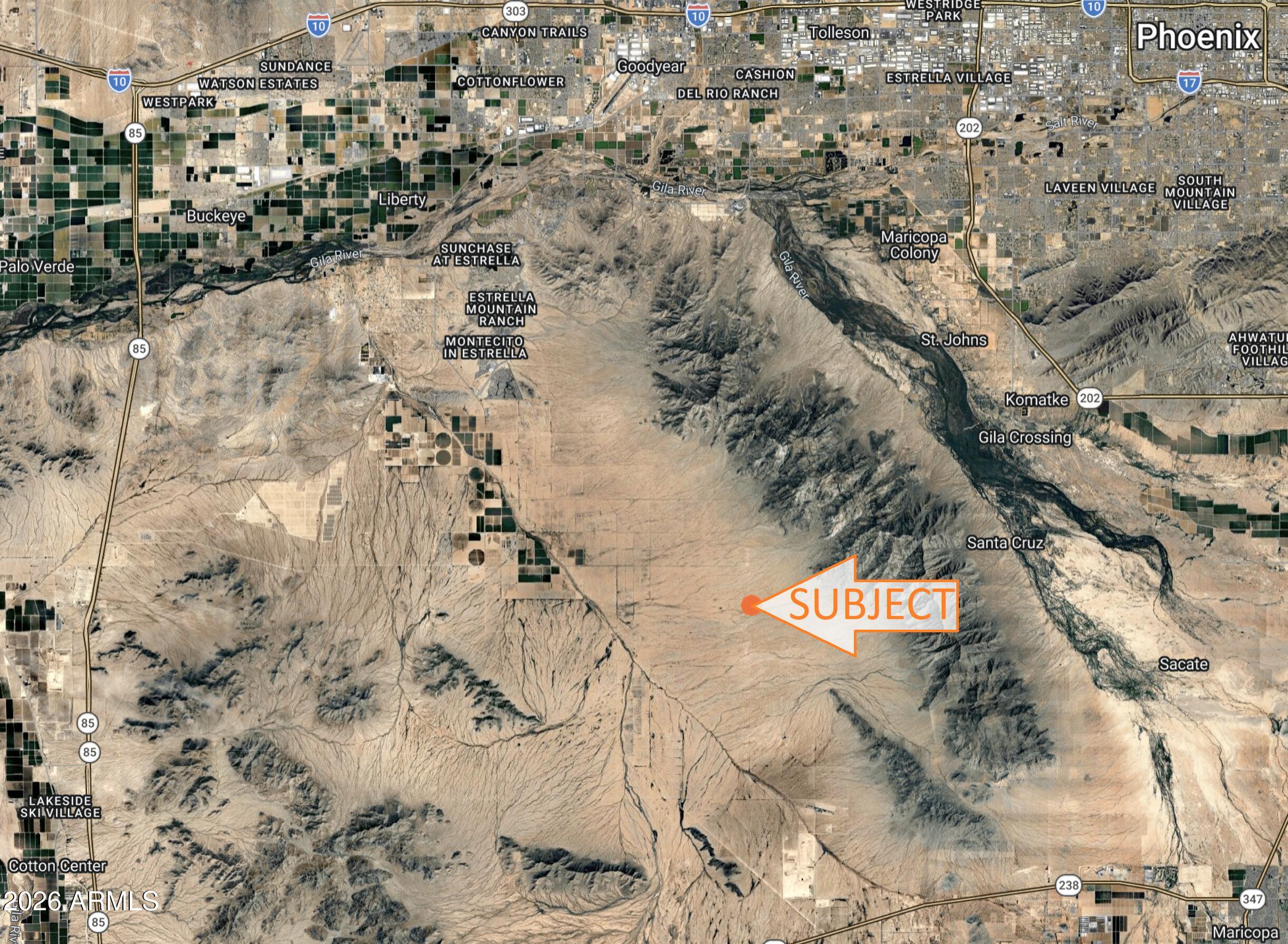 JUST UNDER 10 ACRE PARCEL LOCATED SOUTH OF THE GOOYEAR/BUCKEYE AREA. ENJOY THE BEAUTIFUL WIDE OPEN SPACE THAT THE ARIZONA DESERT HAS TO OFFER.  PARCEL BORDERS STATE LAND TO THE SOUTH.  PROPERTY IS OFF-GRID. ZONED R-190. DIRECTIONS & LISTING FOR THE SOUTHERN 10 ACRE PORTION OF MARICOPA COUNTY APN 300-24-007, REFERRED TO AS PARCEL 1 ON RECORDED SURVEY 2026-0267424.*SELLER MAY CARRY*BUYER TO VERIFY SCHOOLS, ZONING / USE , UTILITIES, ACCESS & ALL PERTINENT INFORMATION *DIRECTIONS: RIGGS RD & BULLARD- EAST ON RIGGS TO APPX 115TH AVE, PARCEL APPX  1.35 MILE TO THE SOUTH JUST PAST HUNT HWY ALIGNMENT.  NO DIRECT ROAD ACCESS. DO NOT USE ADDRESS TO LOCATE, MUST USE AERIAL GIS MAPS & GPS COORD 33.197047, -112.305043