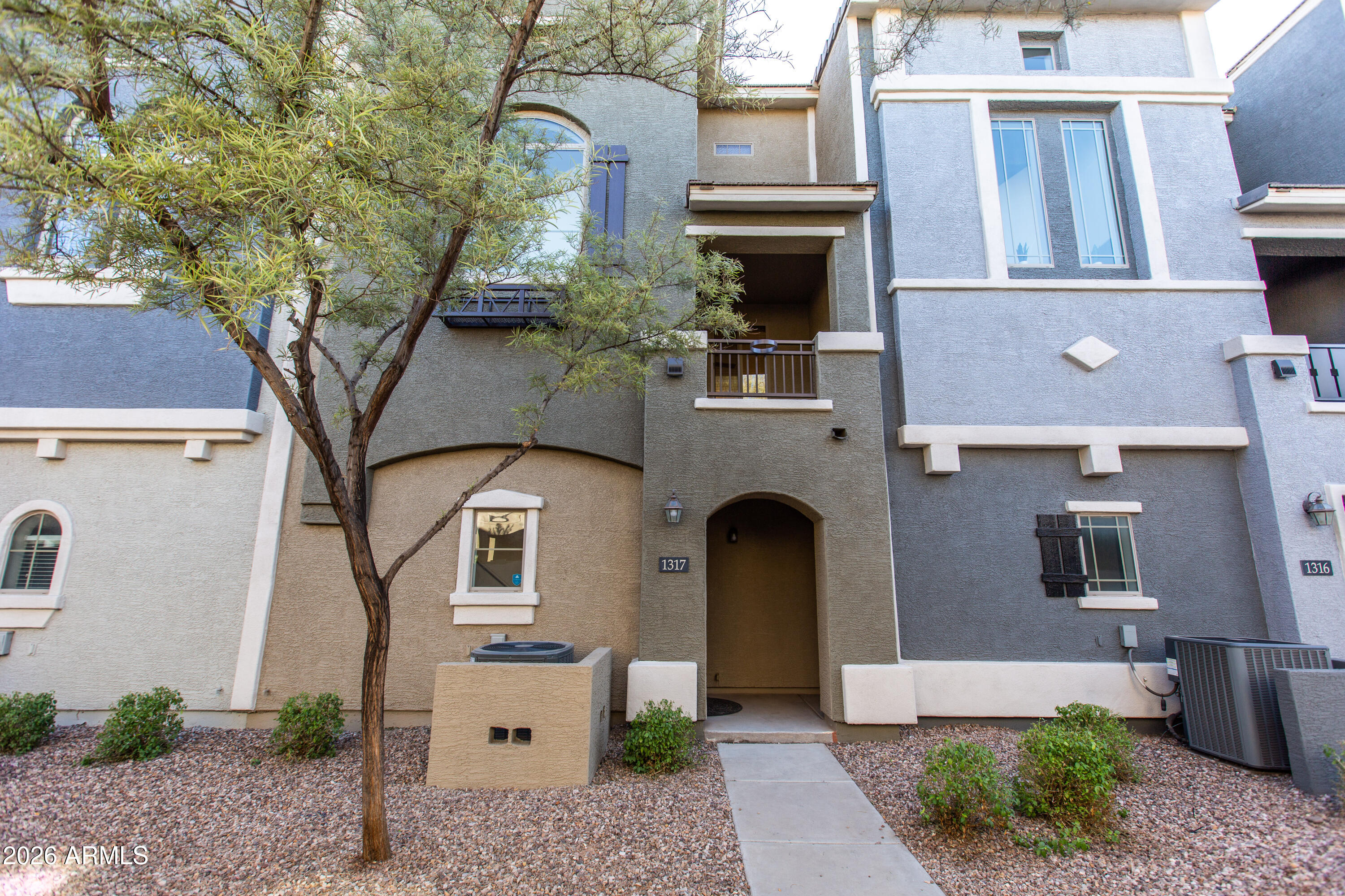Fantastic 2 bed, 2.5 bath condo in the highly sought-after gated Villagio community in Tempe, AZ. This multi-level home features a spacious layout with a second-floor main living area, including a kitchen with granite countertops, all appliances, dining space, and a private balcony. The third floor offers a primary suite and an additional bedroom with its own bathroom. Recent upgrades include an HVAC system replaced in July 2023, water heater replaced in September 2023, and a new WiFi-enabled garage door opener. Enjoy a 2-car garage, community pool, and unbeatable location near ASU, Wrigleyville West, shopping, dining, and major freeways.