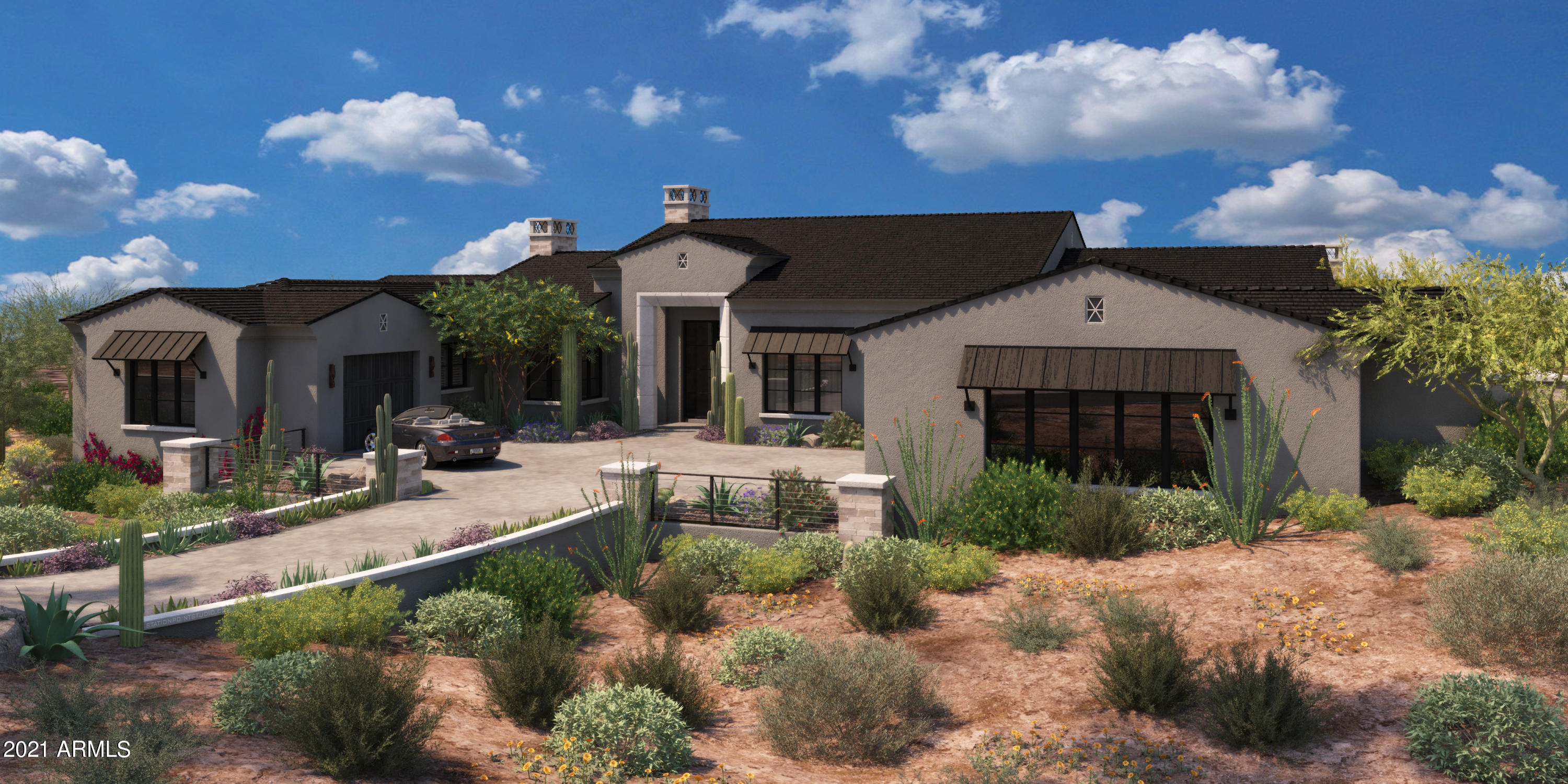IT'S FINALLY HERE. The award-winning custom home builder A Finer Touch is building their first spec home in Mirabel. Situated on the 16th fairway on the outstanding Tom Fazio designed golf course. This premium lot offers spectacular golf course, mtn & city light views & the home is filled with plenty of Pella glass sliders & windows allowing you to capture it all. There are no words to describe the quality of finishes and craftsmanship for this 4,954 sf home. ( See document tab for the home design book by Laura Kehoe Designs ). From the moment you walk through the front door, you are greeted with a stunning great room featuring lofty 14' ceilings, decorative beams, a natural stone fireplace & a 20' wide pocketing multi-slide door. Open to the great room, the spacious kitchen has a gracious island, Wolf/Subzero appliances, with ample natural lighting from the pocketing pass through window as well as a large prep kitchen. The private master wing boasts a generous 12x20' master closet along with a gorgeous spa-like bathroom with polished marble floors & a free standing tub. The master bedroom boasts a large fireplace, built in shelving & a large sliding door allowing you to relax and enjoy the views. The entire home was designed with indoor-outdoor living in mind with 3 large sliding glass doors as the entire home can be opened to the gorgeous professionally designed backyard with outdoor kitchen, fireplace & negative edge pool.