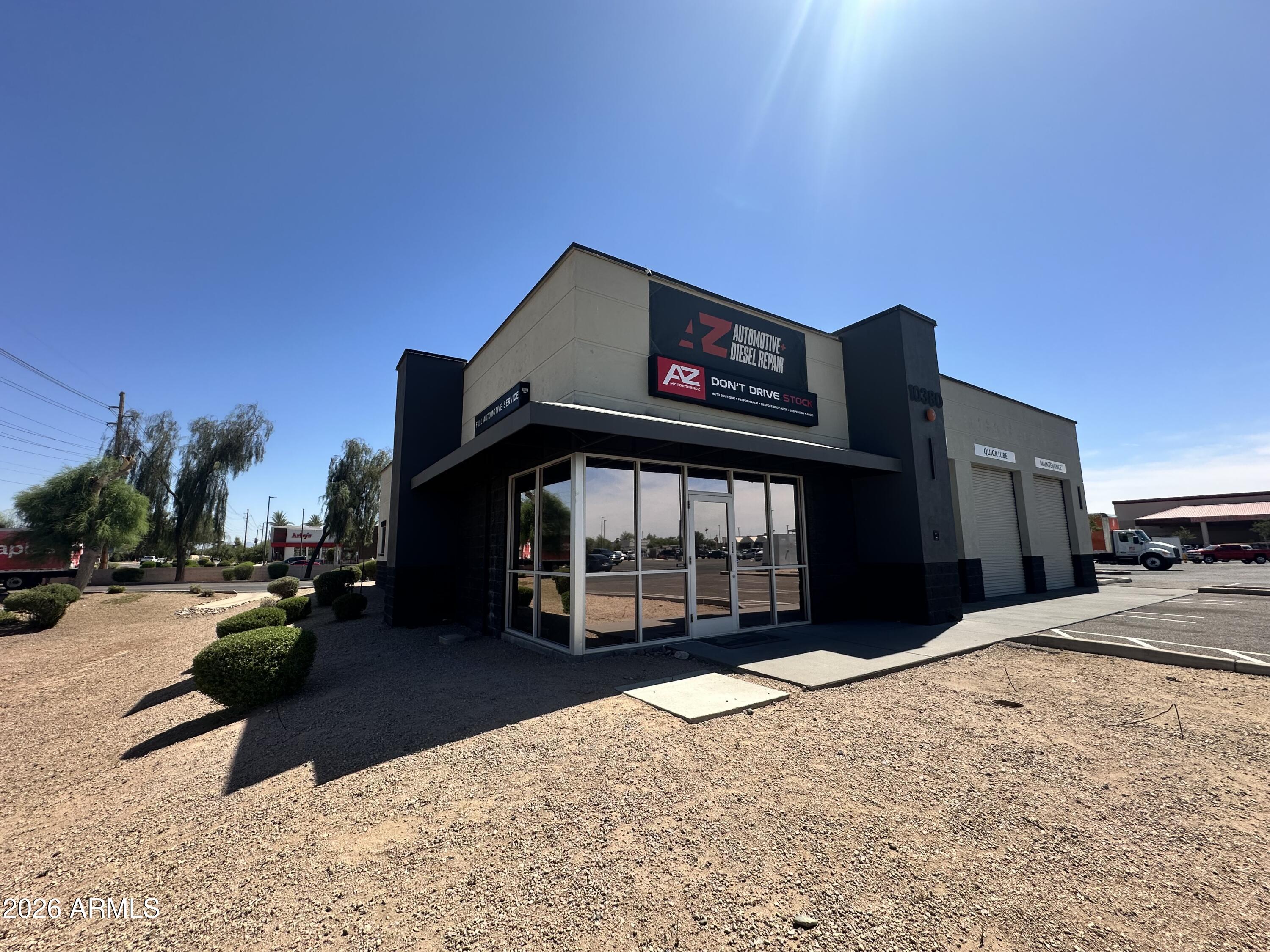 Rare opportunity to lease a stand-alone, turnkey automotive property located less than a mile from the Loop 101 freeway. This prime infill location is anchored by Home Depot and various other national retailers. The property features a waiting area, a restroom, mezzanine storage and five service bays--three of which are drive-thrus--as well as a service pit. This is an ideal opportunity for an automotive user looking to begin operations immediately without the need for a build-out. The lease includes hydraulic lifts, drive over service pits, drain pans and portable oil drain carts, vacuum oil extractors, waste oil holding tanks, bulk oil storage tanks with metered pumps, oil dispense hoses and nozzles, used recycling drums and other essential fixtures and equipment. Also available for sale