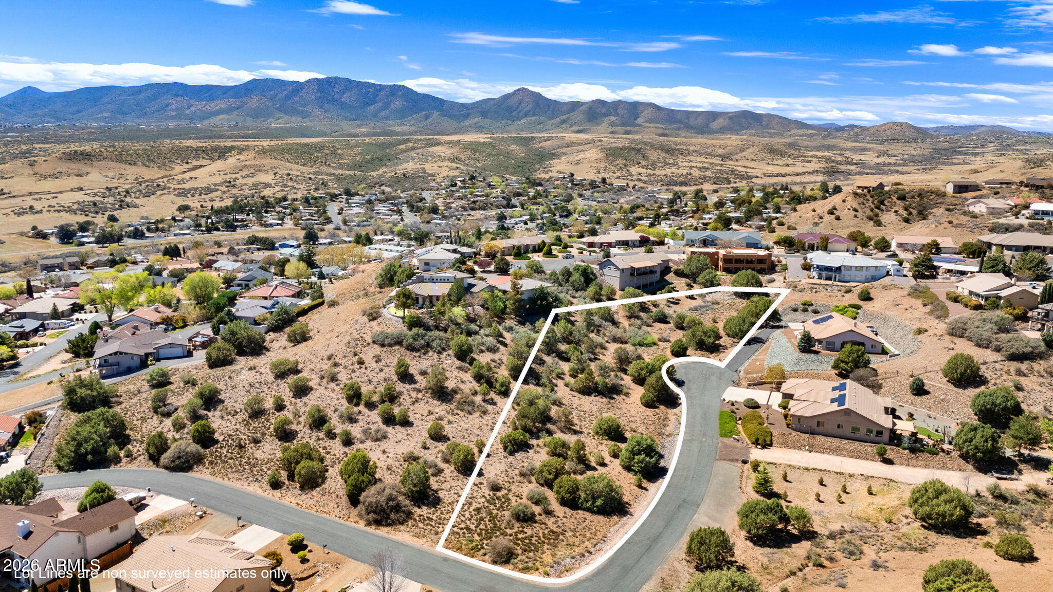 Rare 1.30-Acre Opportunity - Three Contiguous Lots in desirable Prescott Country Club Community.  This unique offering includes APNs 402-26-103 (0.46 acres), 402-26-104 (0.43 acres), and 402-26-105 (0.41 acres), creating an expansive homesite.  Situated on a quiet cul-de-sac street, this combined property offers outstanding flexibility for a custom luxury residence with room for a detached RV garage, workshop, guest casita, or extensive outdoor living areas. Utilities are available at the street, and the property is buildable under current zoning.  Large, contiguous parcels of this size are increasingly difficult to find in Prescott Country Club, making this an exceptional opportunity for a custom home buyer, builder, or investor. Parcels are also available for purchase individually under separate MLS listings. Buyer to verify all utilities, zoning, lot dimensions, building requirements, and availability of services.