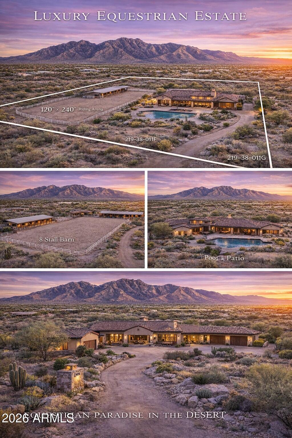 Exceptional opportunity in the Rio Verde Foothills featuring two adjacent parcels totaling approximately 4.77 acres, with breathtaking, unobstructed views of Four Peaks, Horseshoe Dam, and Weaver's Needle. Surrounded by beautiful desert landscape and luxury homes, this property offers the perfect setting to build a custom dream estate. Ideal for equestrian use, the land is fully fenced with attractive green three-rail fencing and durable 2'' steel tubing. The property also includes two buried water storage tanks, approximately 875 gallons each. Parcels are being offered together but may also be purchased separately.