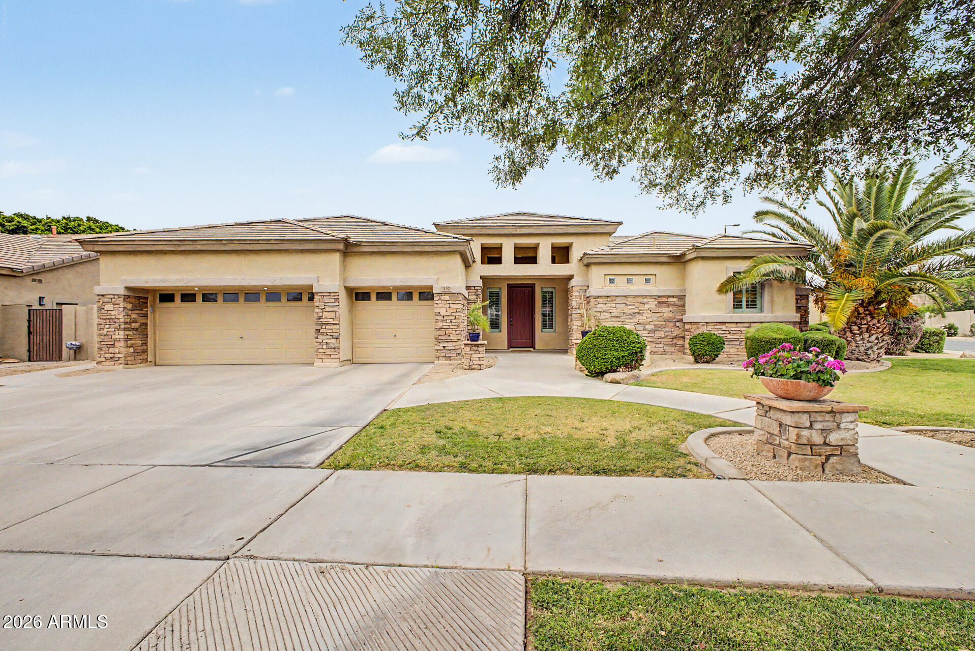 A STUNNING BEAUTY IN MOVE-IN CONDITION IN SOUGHT AFTER ARDEN PARK NEAR PARKS. SCHOOLS. AND 202. This single story home sits on a larger than average corner lot with a spacious backyard that is an entertainer's dream! Indoor/outdoor living at its best with outdoor kitchen, heated spa, lux 40,000 gallon diving pool, commercial grade misters, fire pit, outdoor shower, and upgraded travertine. The upgraded kitchen features Wolf Cooktop, industrial refrigerator, oversized island, double ovens, double dishwashers, pantry, and lots of storage throughout. Spacious and split floorplan for modern living. Many recent upgrades including wood flooring, new water softener, new water heater, new irrigation, and more! Gated community with close access to the 202.