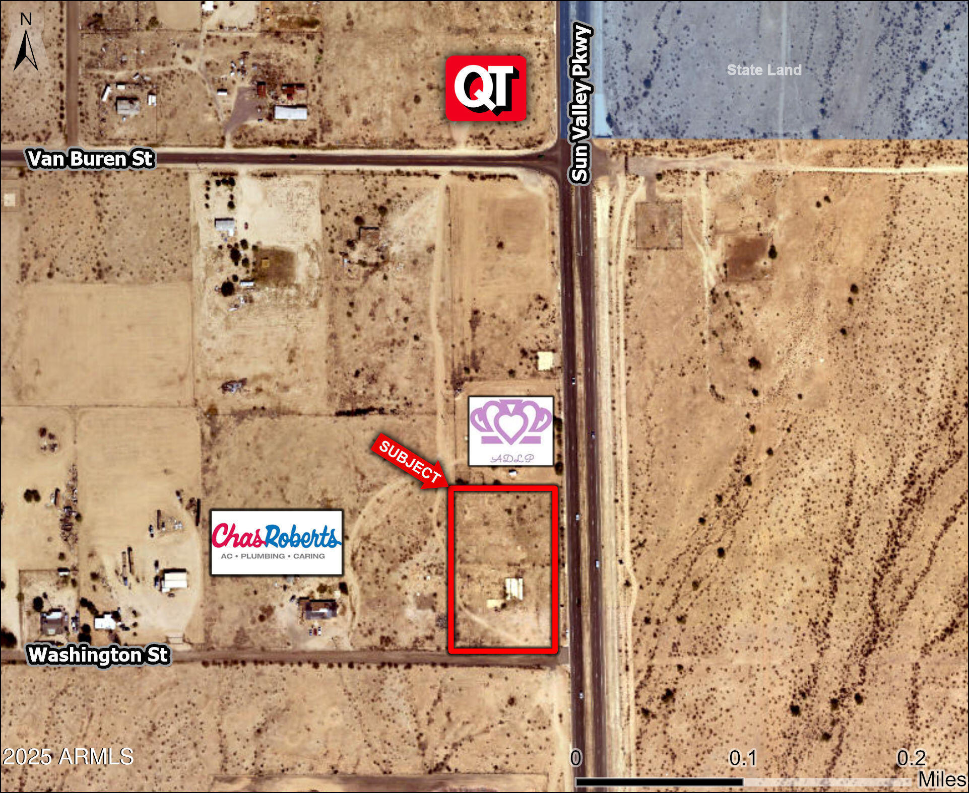 Excellent opportunity to develop commercial space in a vastly underserved part of West Buckeye.

Hard Corner of Washington & Sun Valley Pkwy.

Ability to exclusively serve the entire local population, including the sold out 2,918 lot Tartesso Community to the North, the 336 lot West Phoenix Estates community to the West, as well as the incoming 100,000 home Teravalis community, who's residents will all access their homes via the Sun Valley Pkwy. As of today, the entire existing local population (approximately 10,000 people) travel to I-10 & Watson for the nearest commercial service.

Teravalis, formerly known as Douglas Ranch, began construction on 10/28/2022 and will reportedly create 1.5 jobs for every home.