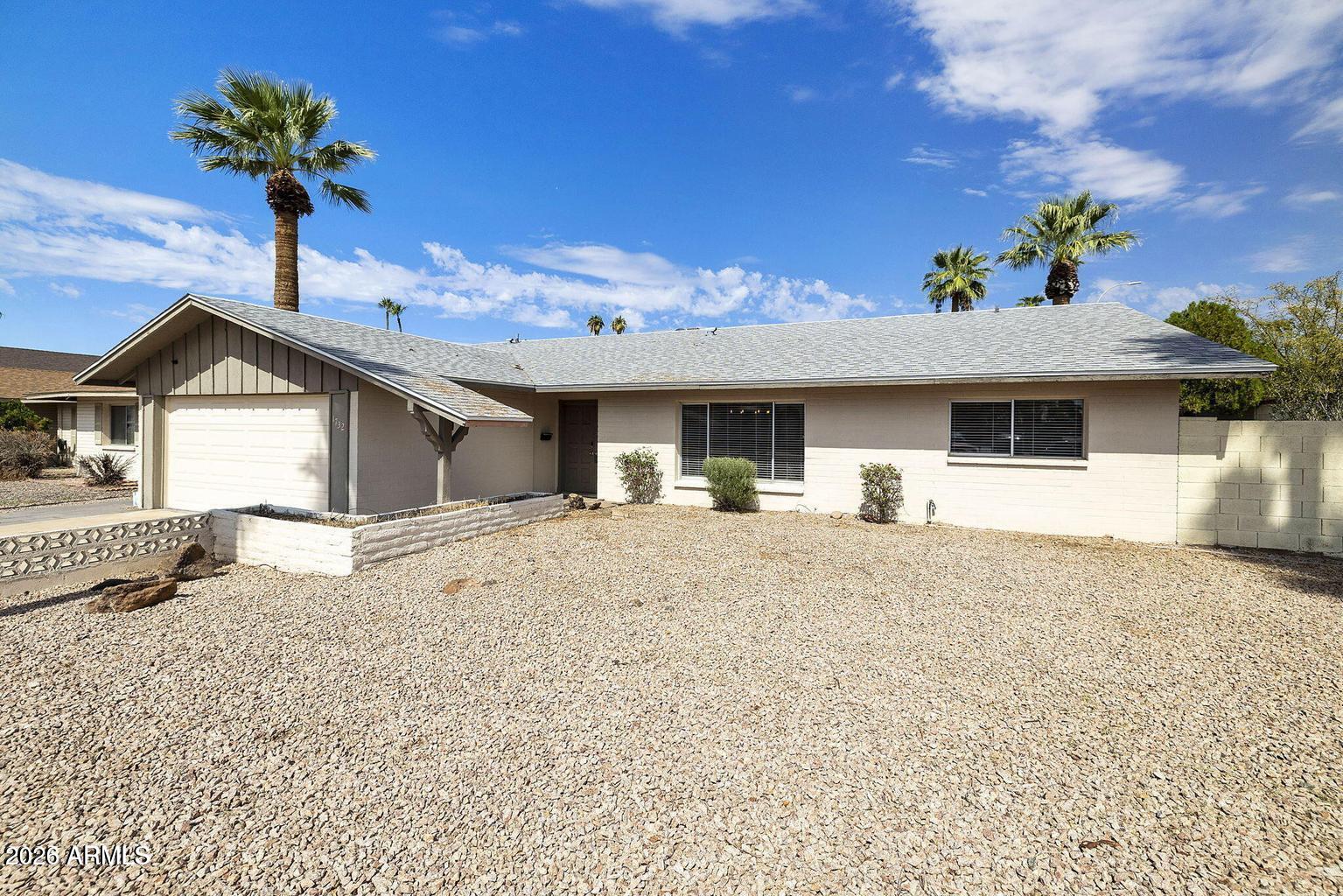 Welcome home! This charming single-story home offers the perfect blend of comfort and convenience, ideally located near shopping, dining, parks, golf courses, hiking and biking trails, and easy freeway access. The spacious floor plan features 3 bedrooms, 2 bathrooms, a sunken living room, and a 2-car garage. The well-appointed kitchen showcases granite countertops and a full suite of stainless steel appliances, perfect for both everyday living and entertaining. Step outside to your private backyard retreat featuring a covered patio, sparkling pool, and cozy outdoor fireplace--ideal for relaxing or hosting guests. A new roof was installed in 2021, and furniture may be included, making this move-in-ready home an exceptional opportunity.