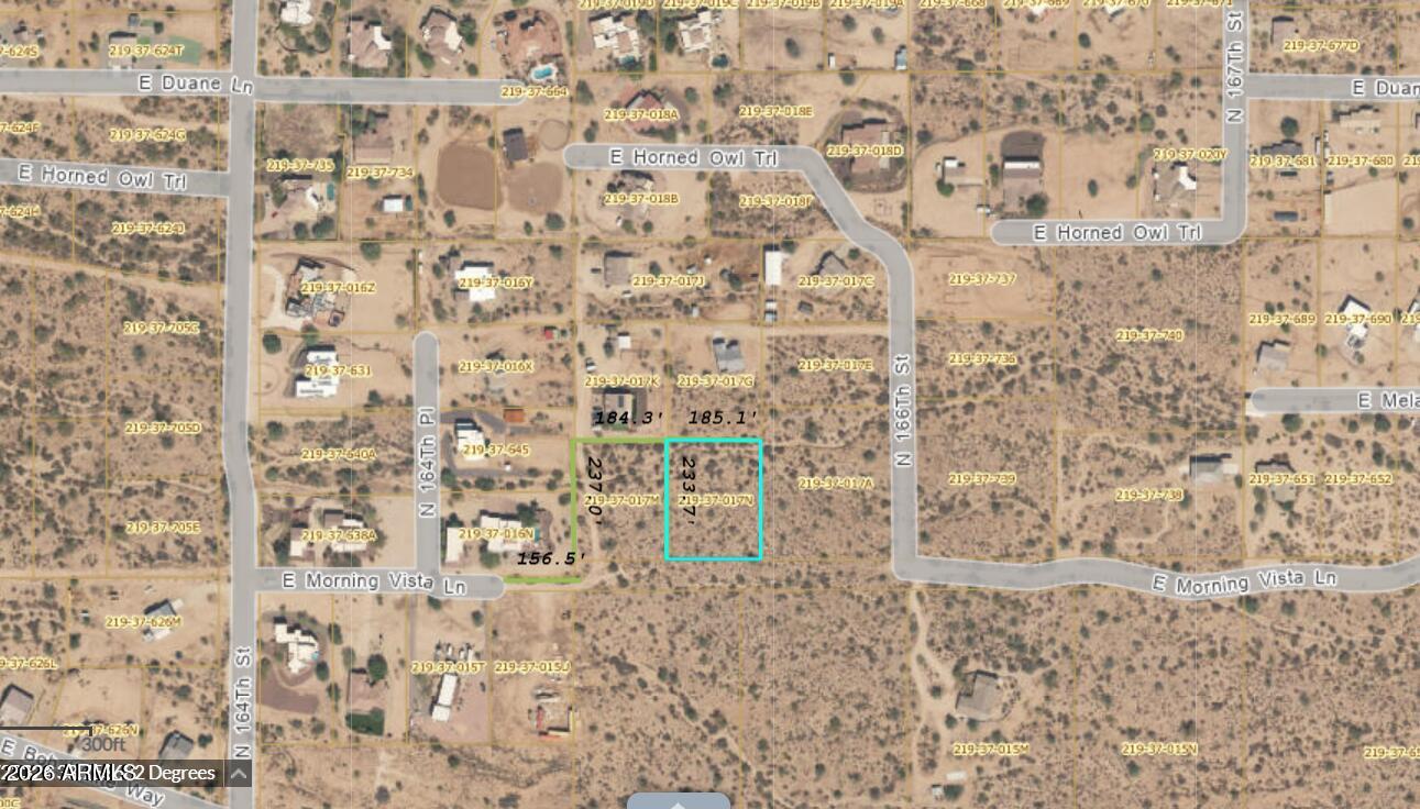 Parcel is being sold in conjuction with Parcel# 219-37-017M. Great for a ne custom build. Views of surrounding mountain ranges including Four Peaks, McDowell Mountains, Granite Mountain, Weavers Needle in the Superstition Mountains and Mazatzal Mountains. Easy access to lot, beautiful homes in the area. Lots of natural desert vegetation and green grass due to the rain. Only 10 minutes to Verde River Recreation area, golf courses, restaurants. Great area for folks who like the outdoors. Hike, bike and horseback ride in the Scottsdale Preserve, McDowell Mountain Park and motorized vehicles are allowed in the Tonto National Forest.