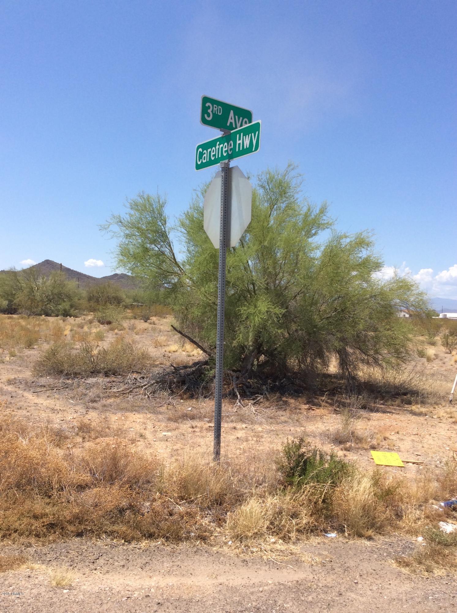 CORNER LOT WITH  APPROXIMATELY 660 FT OF CAREFREE HWY. FRONTAGE AND APPROXIMATELY 576 FT OF FRONTAGE ALONG 3RD AVE. LESS THAN 5 MILES AWAY FROM THE TAIWAN SEMI-CONDUCTOR PLANT AND INDUSTRIAL PARK. LOCATED ON THE NORTH SIDE OF CAREFREE HWY WITH GREAT EXPOSURE AND OPPORTUNITY.  GREAT OPPORTUNITY FOR DEVELOPMENT. LOCATED IN COUNTY WITH CITY OF PHOENIX ADDRESS.